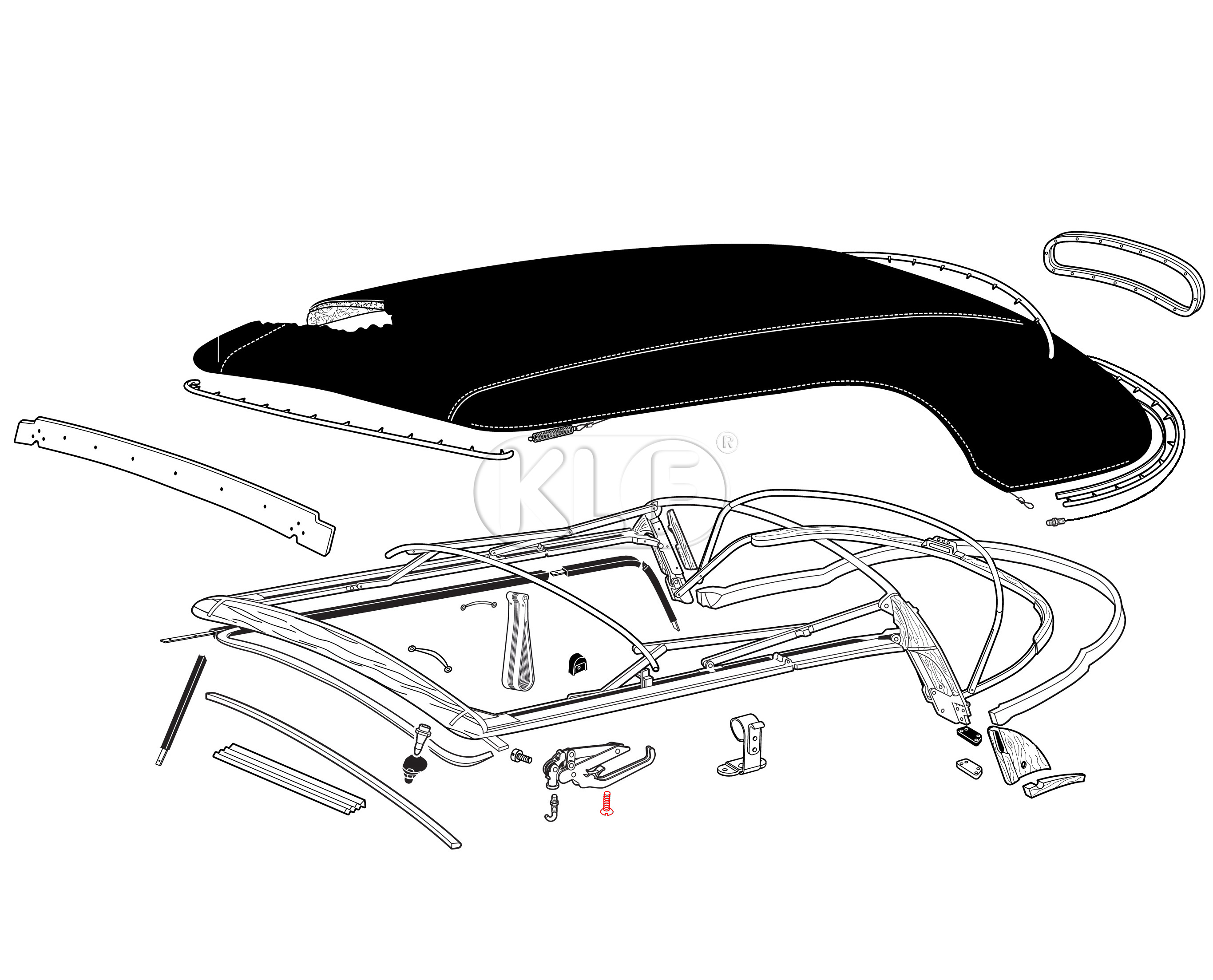 Screw for Window Handle and convertible latch, year 8/67 on