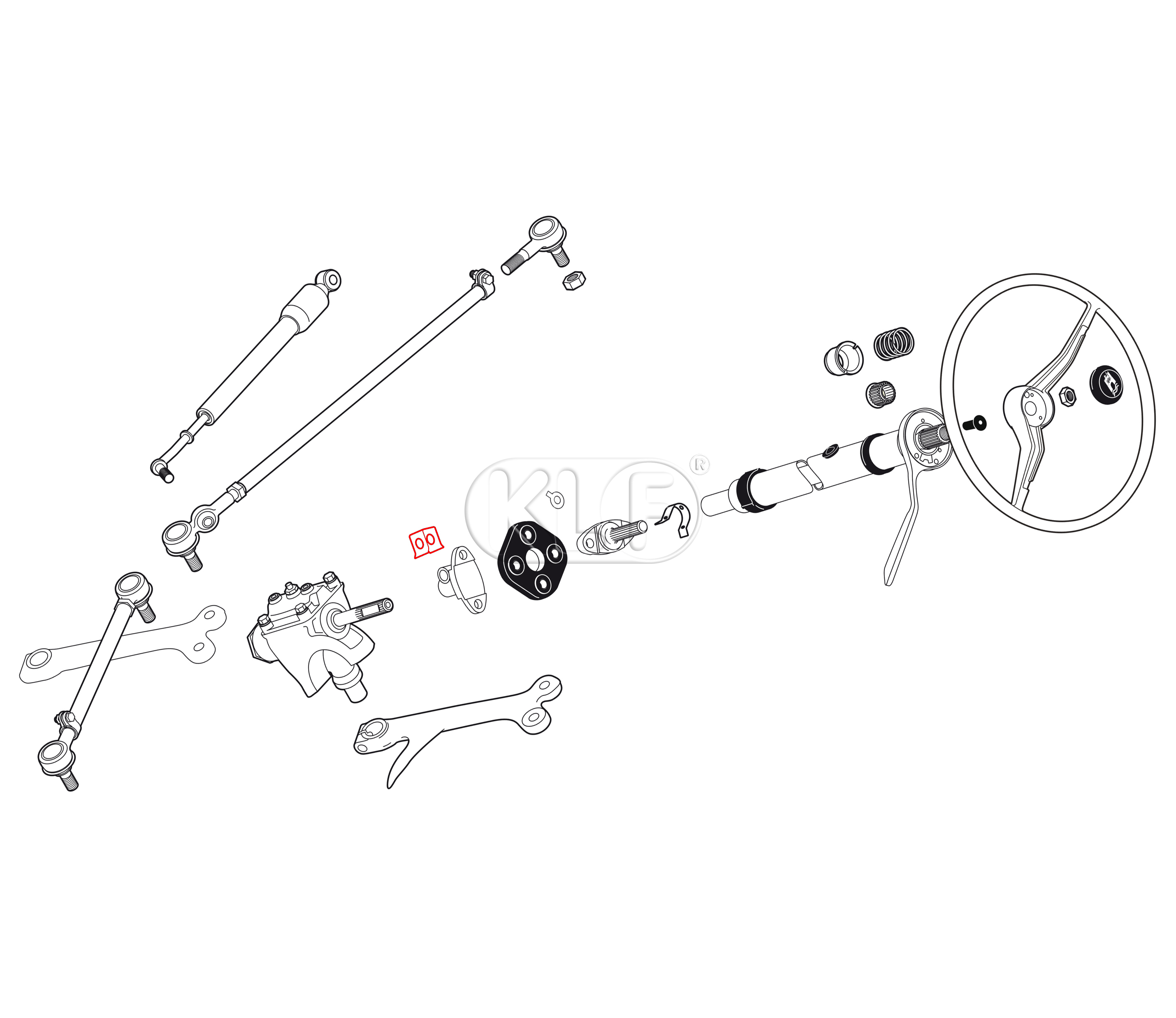 Steering coupler lock plate, secures bolt that connects steering shaft flange