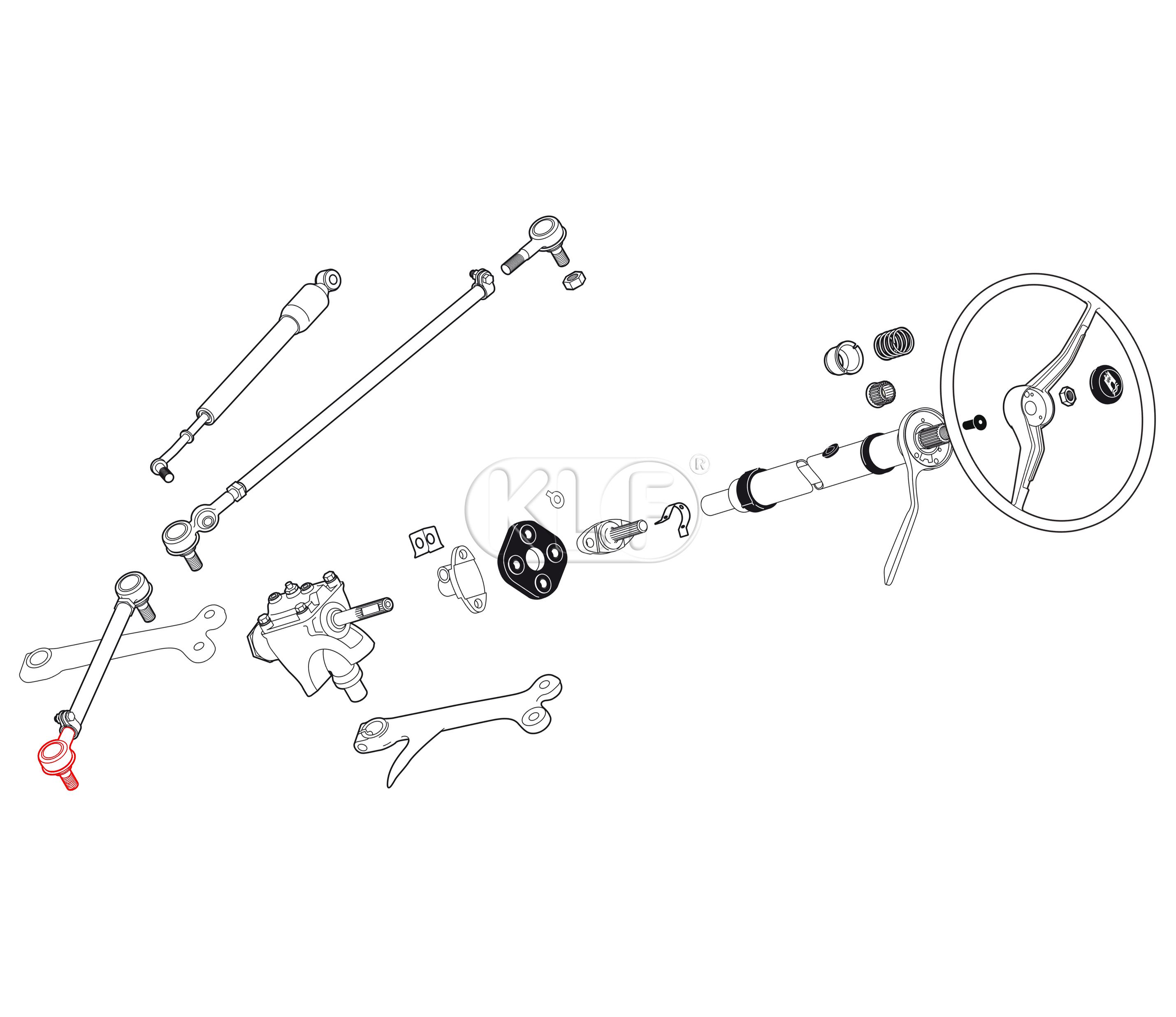 Tie Rod End, left outer year 5/68 on, 1302/1303 inner, left-hand thread