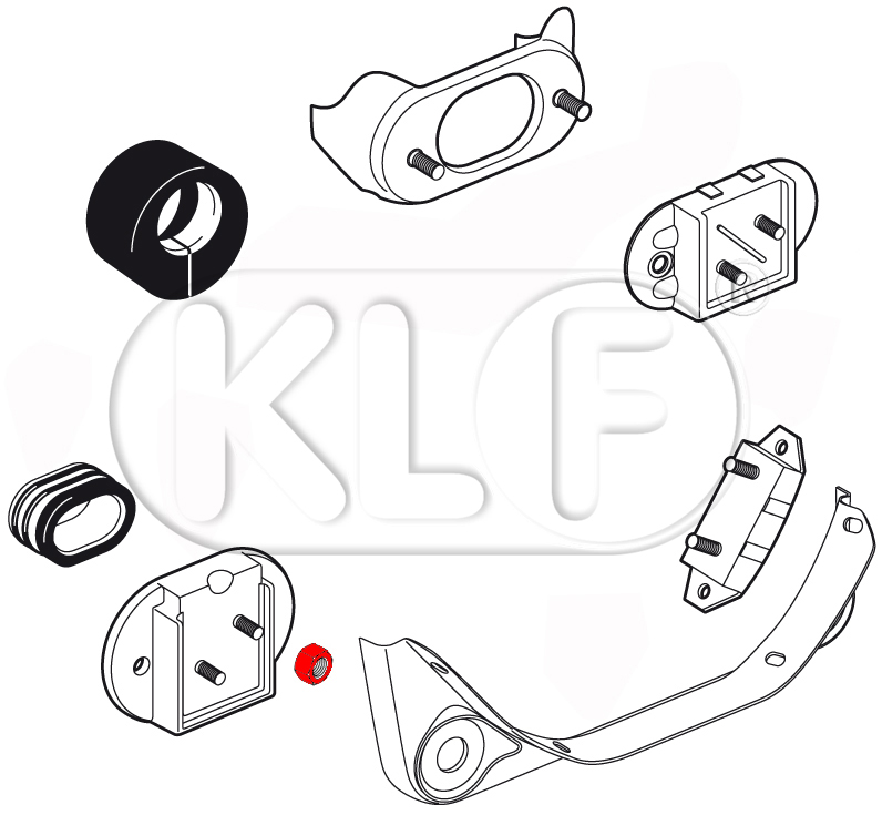 Nut for Transmission Mount front, year 08/60 - 07/72 and 08/90 on