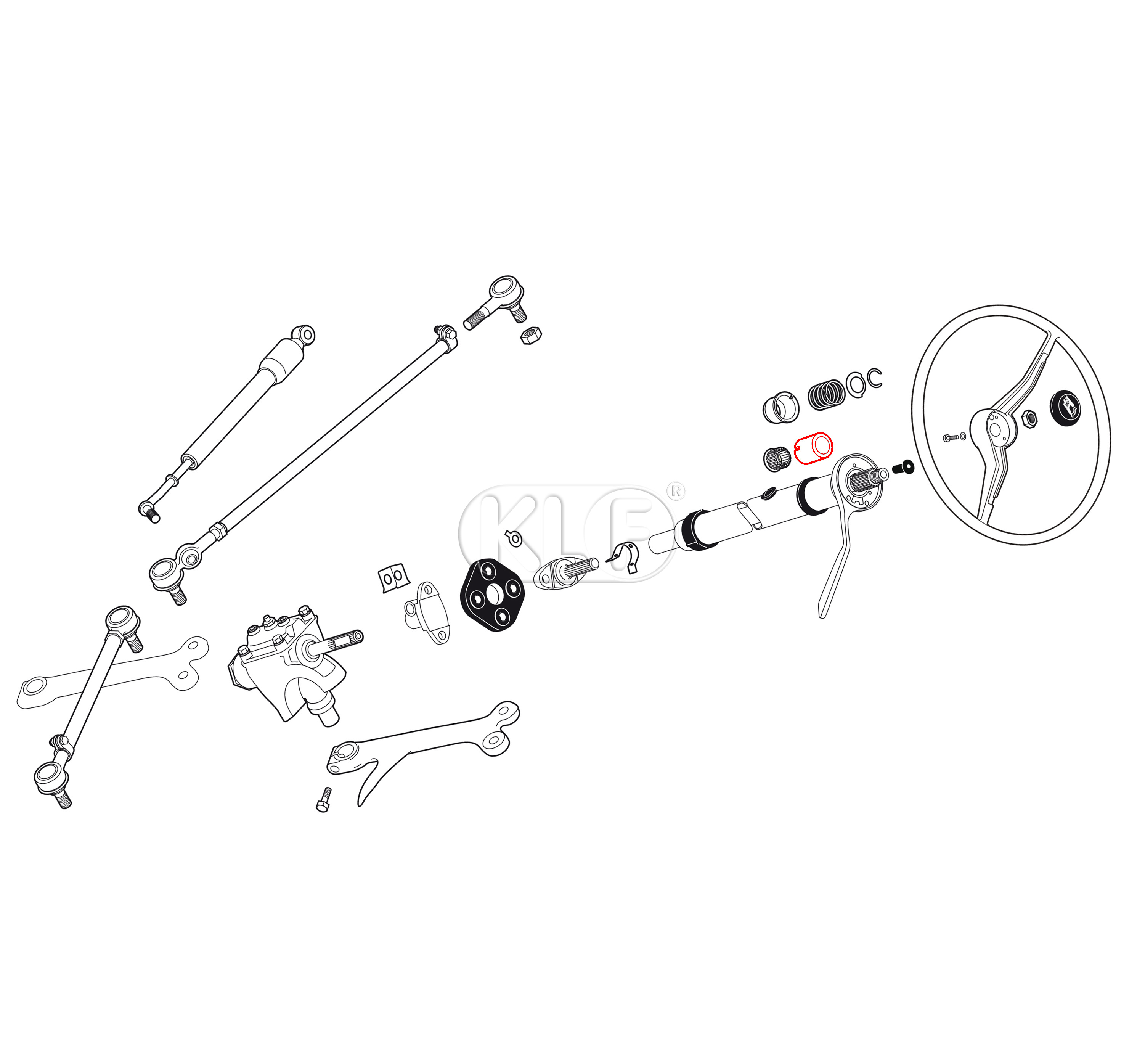 Bushing for Steering Column on top, year 8/73 on