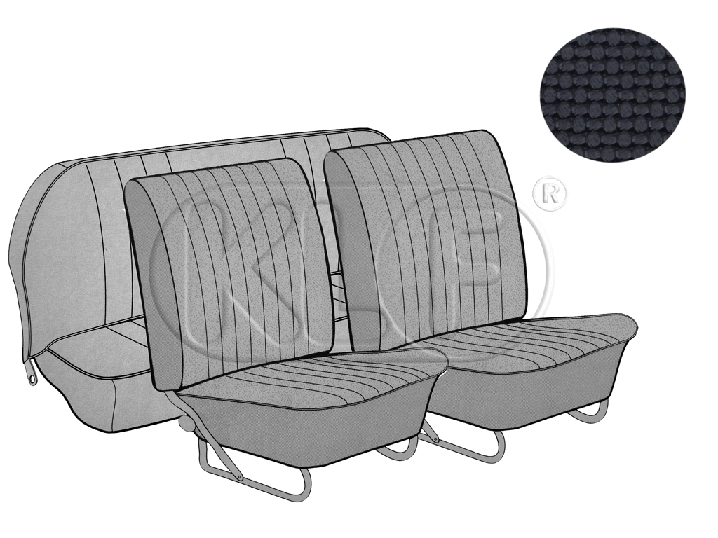 Sitzbezüge vorne und hinten, Limousine, Korbmuster, schwarz, Bj. 08/64 - 11/66