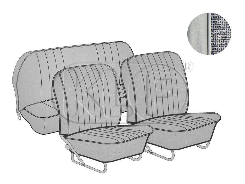 Sitzbezüge vorne und hinten, Limousine, Meshmuster, grau, Bj. 08/57 - 07/64