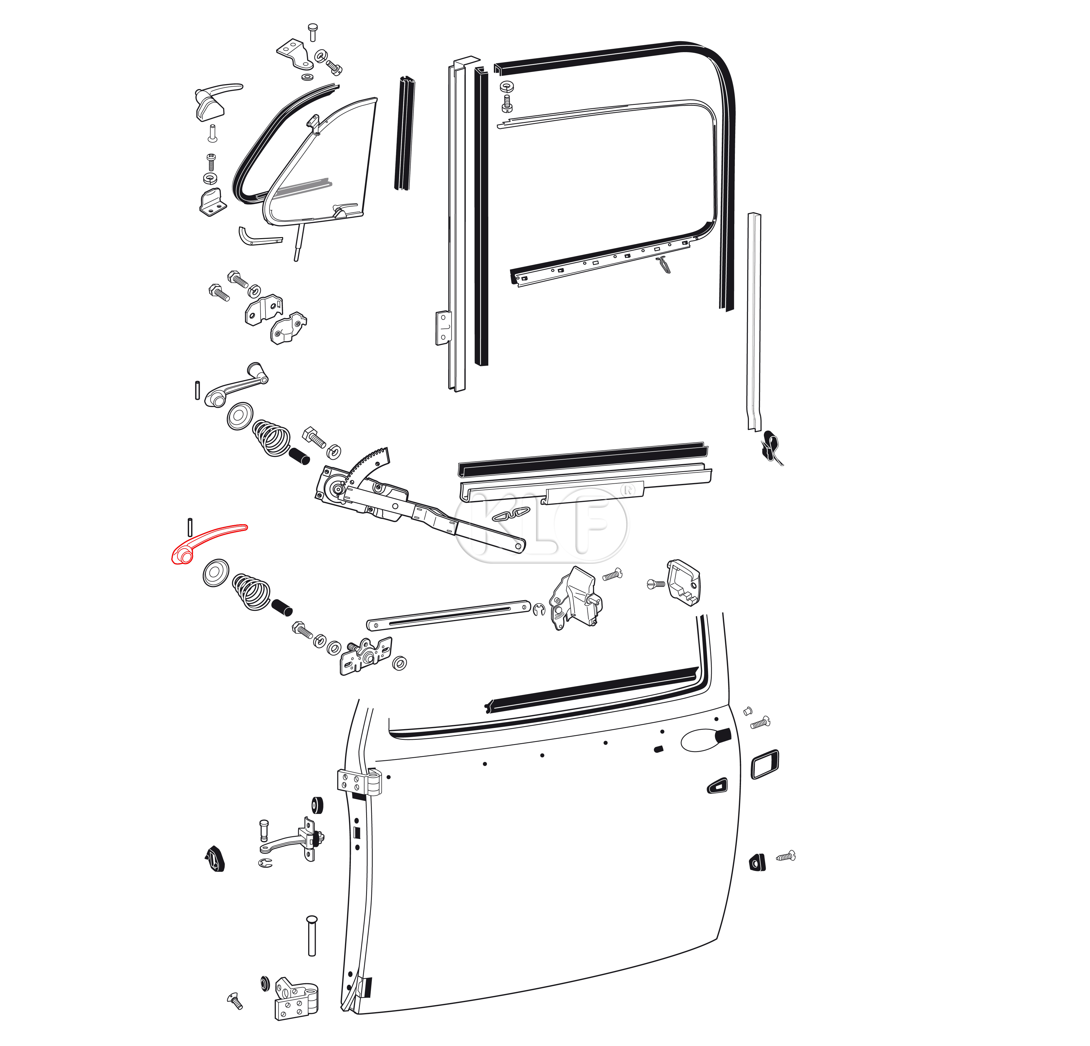 Door Release Handle chrome, year thru 7/66