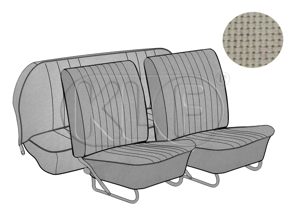Sitzbezüge vorne und hinten, Limousine, Korbmuster, altweiß, Bj. 12/66 - 07/72