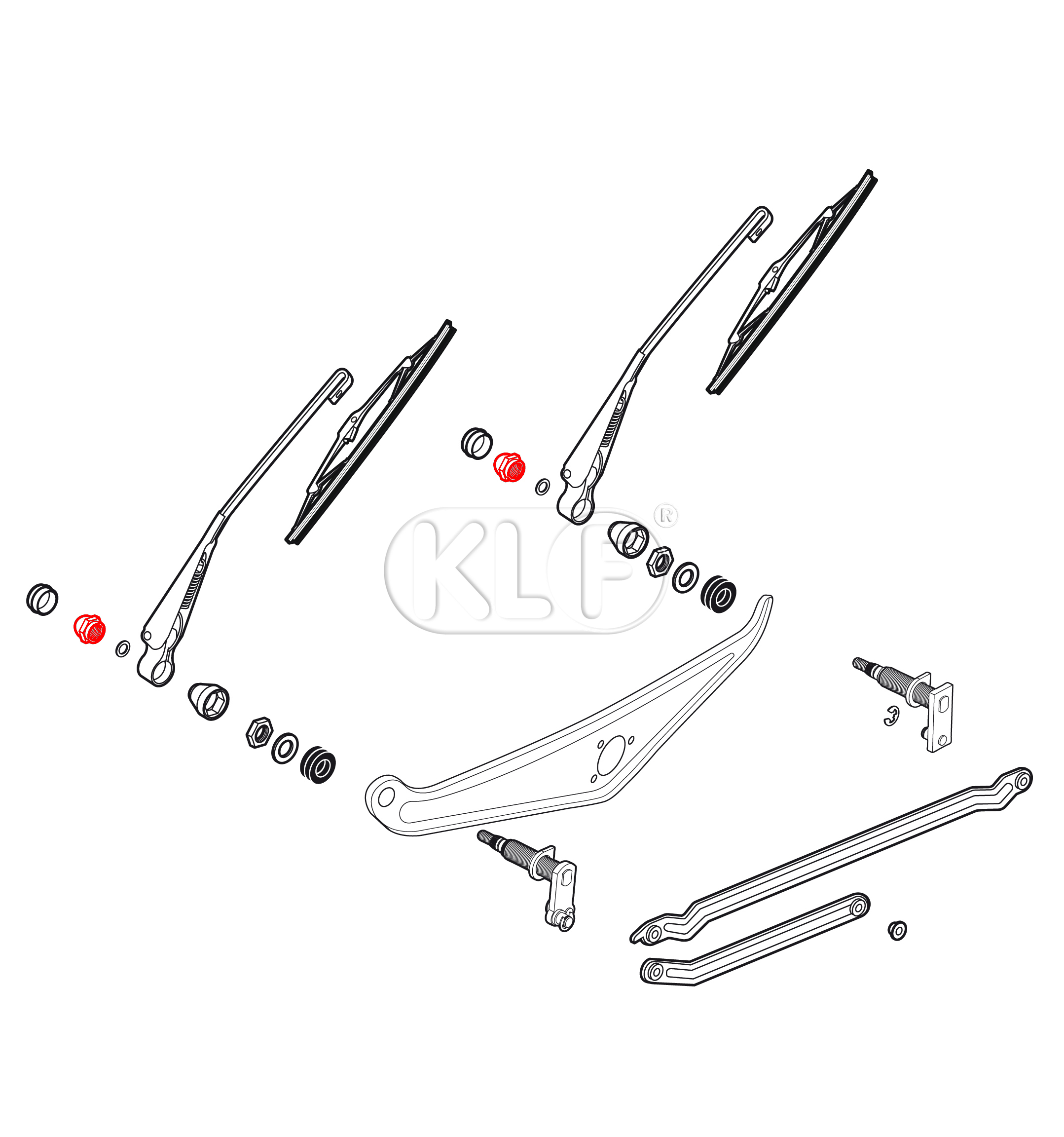 Nut for Wiper Arm, year 8/69-7/72