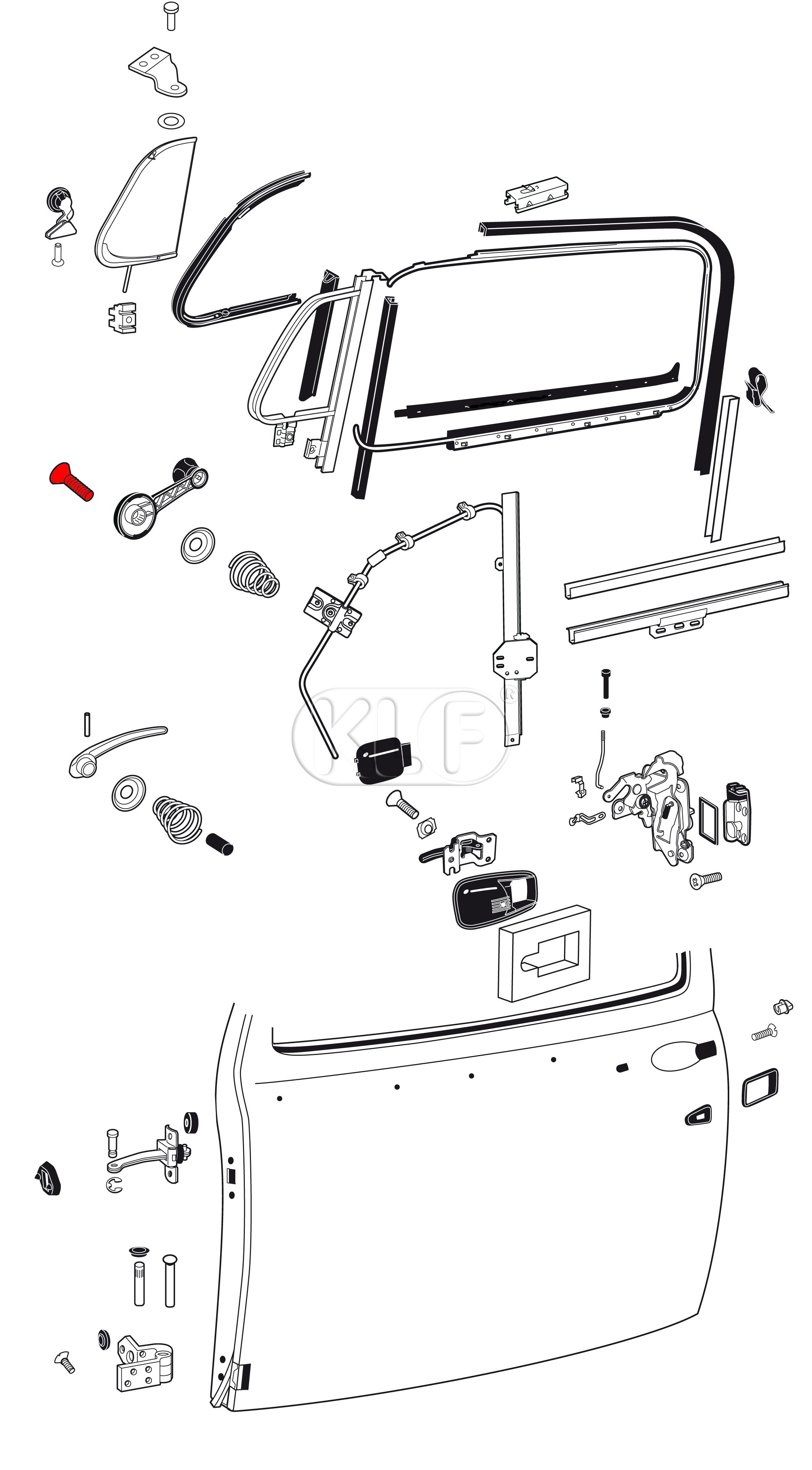 Screw for Window Handle and convertible latch, year 8/67 on