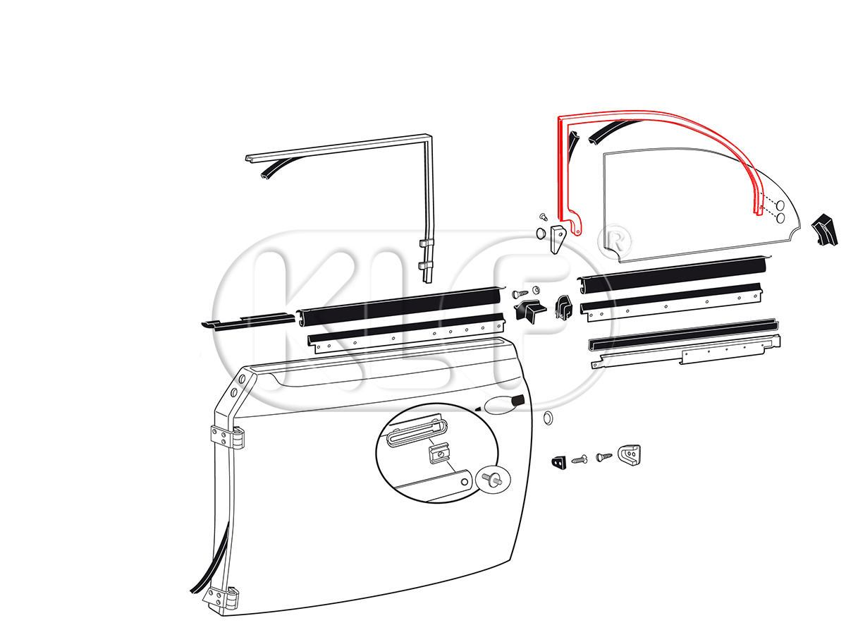 Chrome Frame for Rear Side Window, fits left and right, year 08/64 on