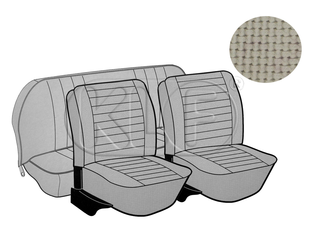Sitzbezüge vorne und hinten, Limousine, Korbmuster, altweiß, Satz, Bj. 08/73 - 07/75