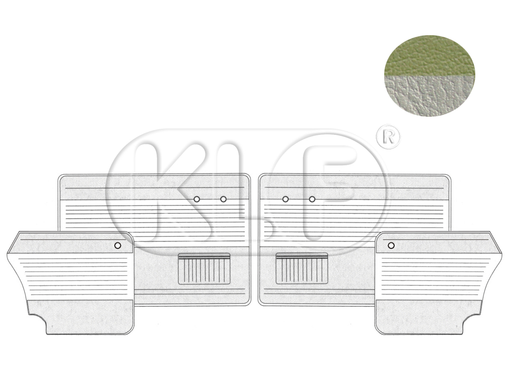 Door Panels, peagreen/offwhite, convertible, 8/55-7/64