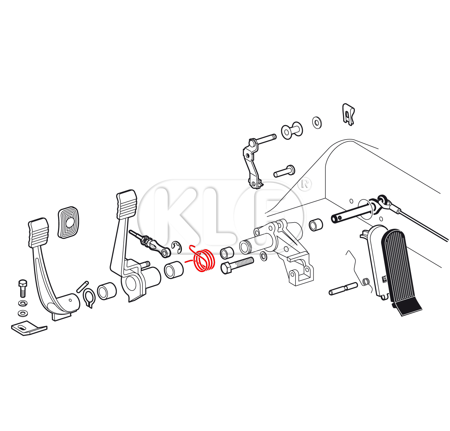 Brake Pedal Return Spring, year 8/65 on