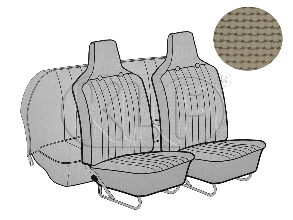 Sitzbezüge vorne und hinten, Limousine, Korbmuster, beige, mit integrierter Kopfstütze, Satz, Bj. 08/69 - 07/72