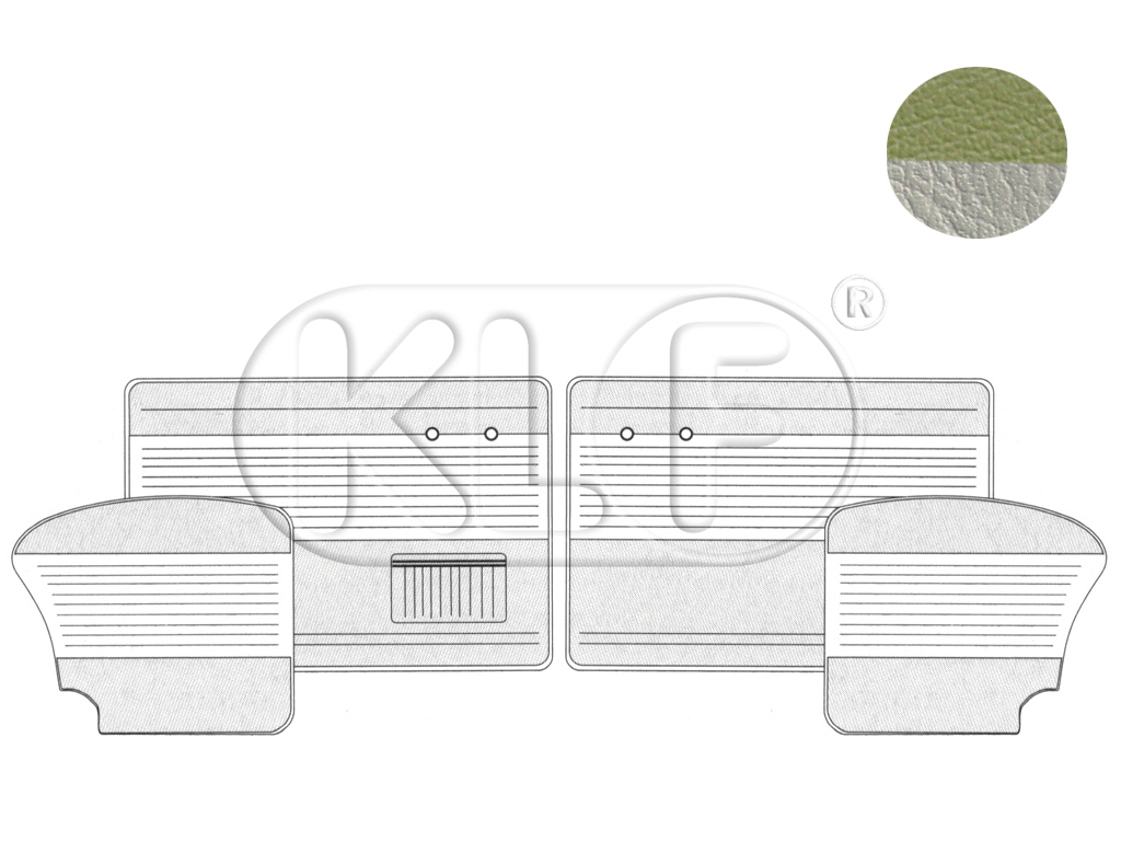 Door Panels, sedan year 8/55-7/64 pea green/off white