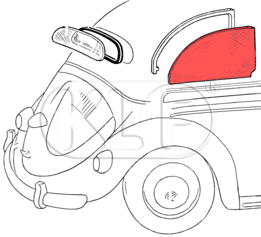 Seitenscheibe klar, Cabrio, ab Bj. 08/64