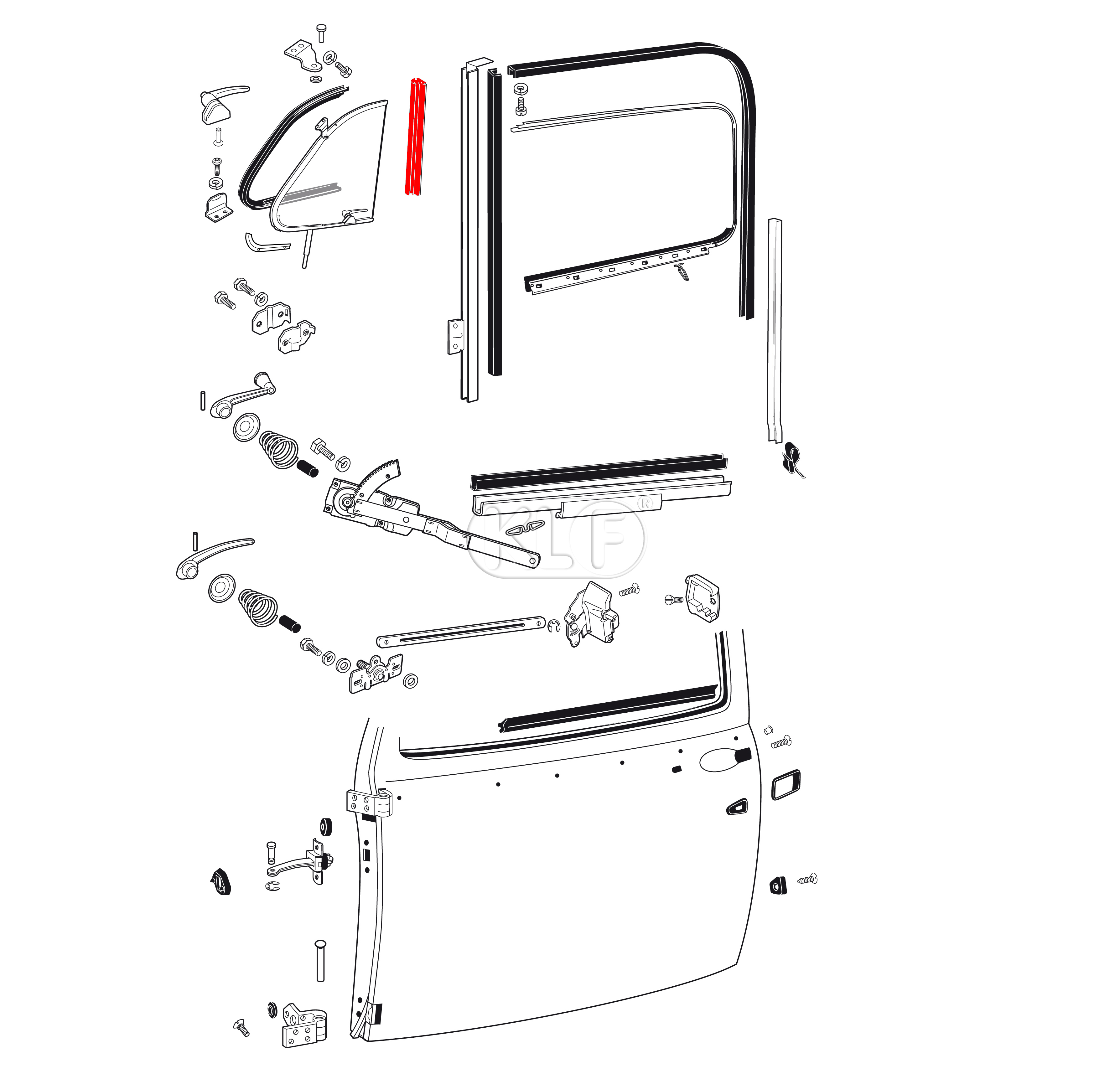 Vent Wing Flap Seal on division bar, pair, year 10/52 - 07/64