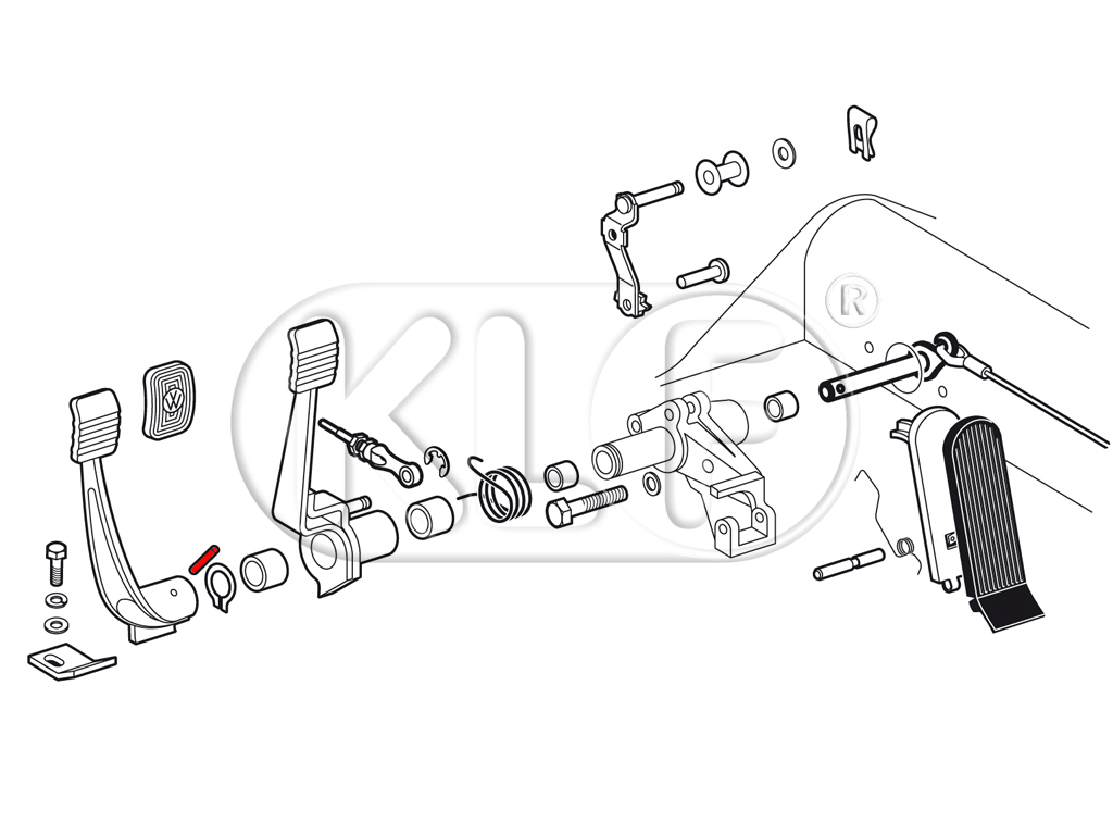 Clutch shaft pedal pin, fits all Beetles