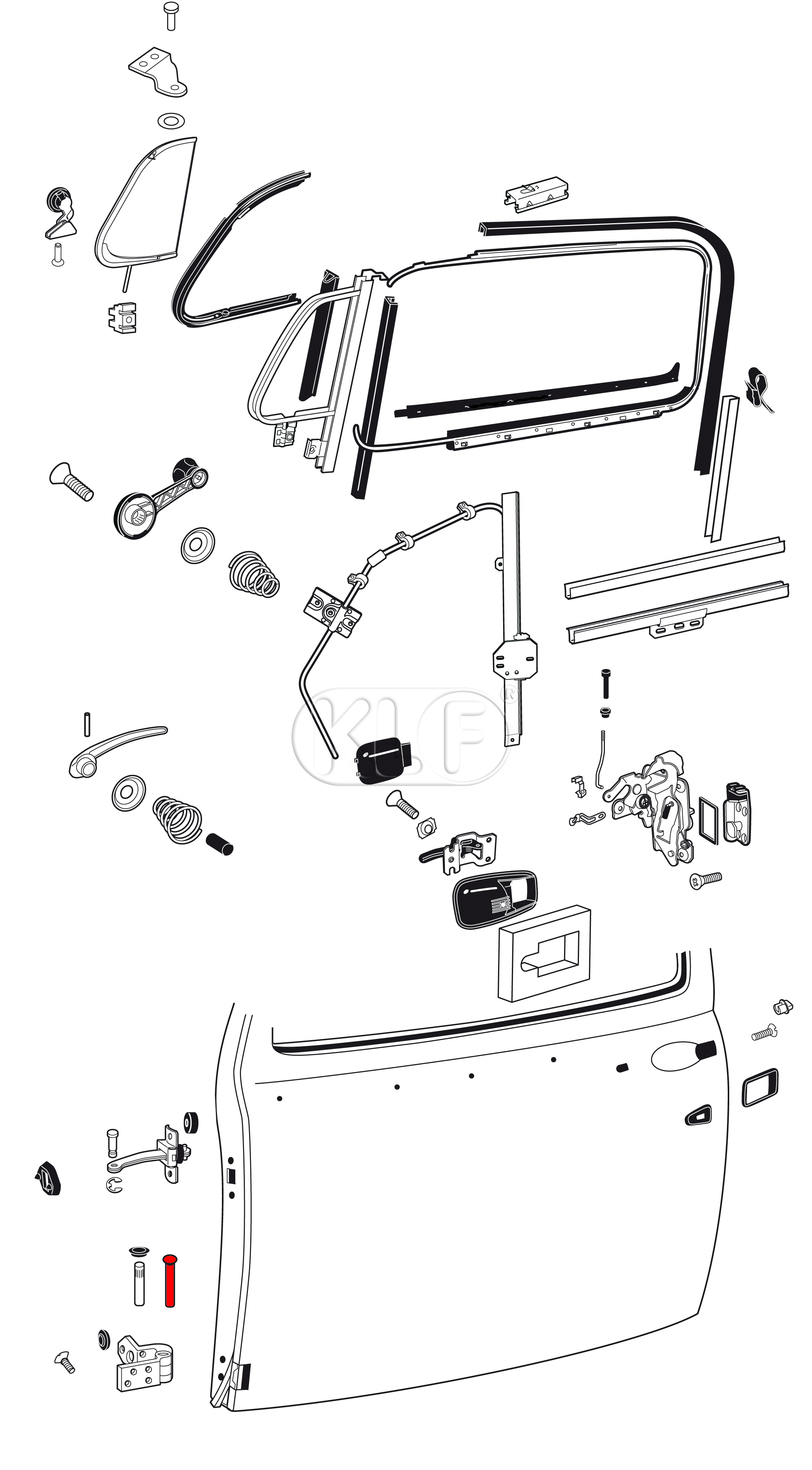 Hinge Pin for mounting mirror on door, second oversize 8,15mm diameter, year thru 07/67