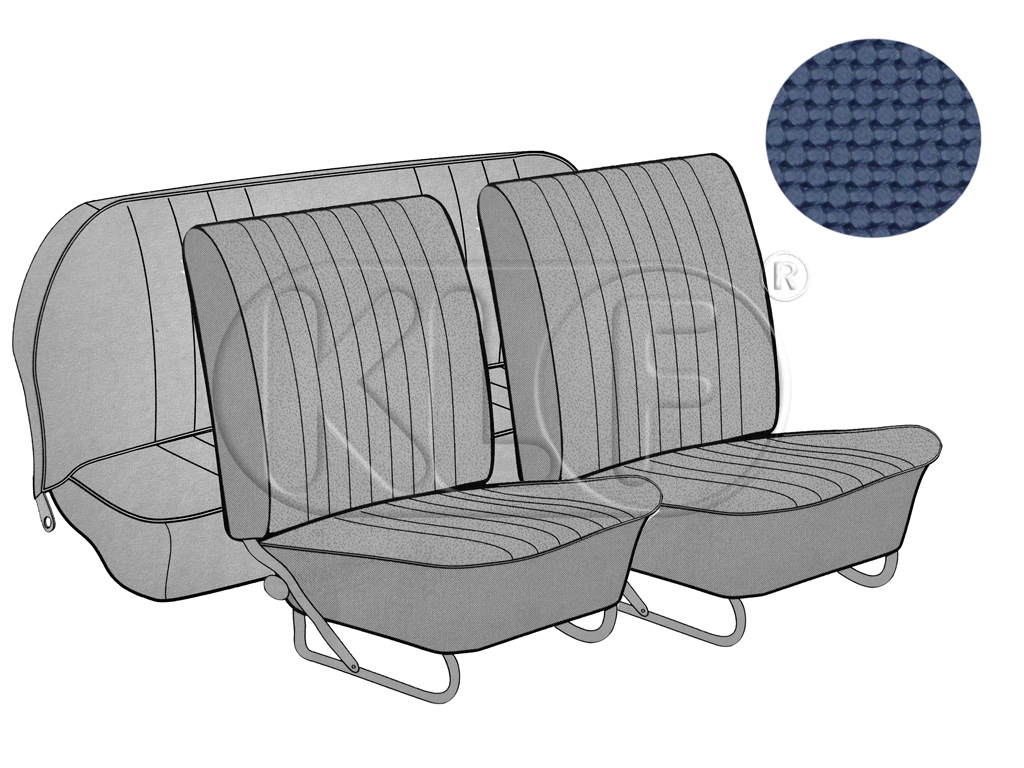 Sitzbezüge vorne und hinten, Cabrio, Korbmuster, blau, Bj. 08/64 - 11/66