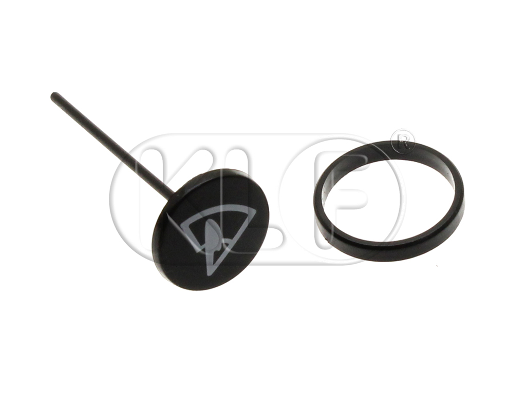 Wiper Knob Button and Collar, for padded dashboard, year 08/67 on, not 1303 and 1600i