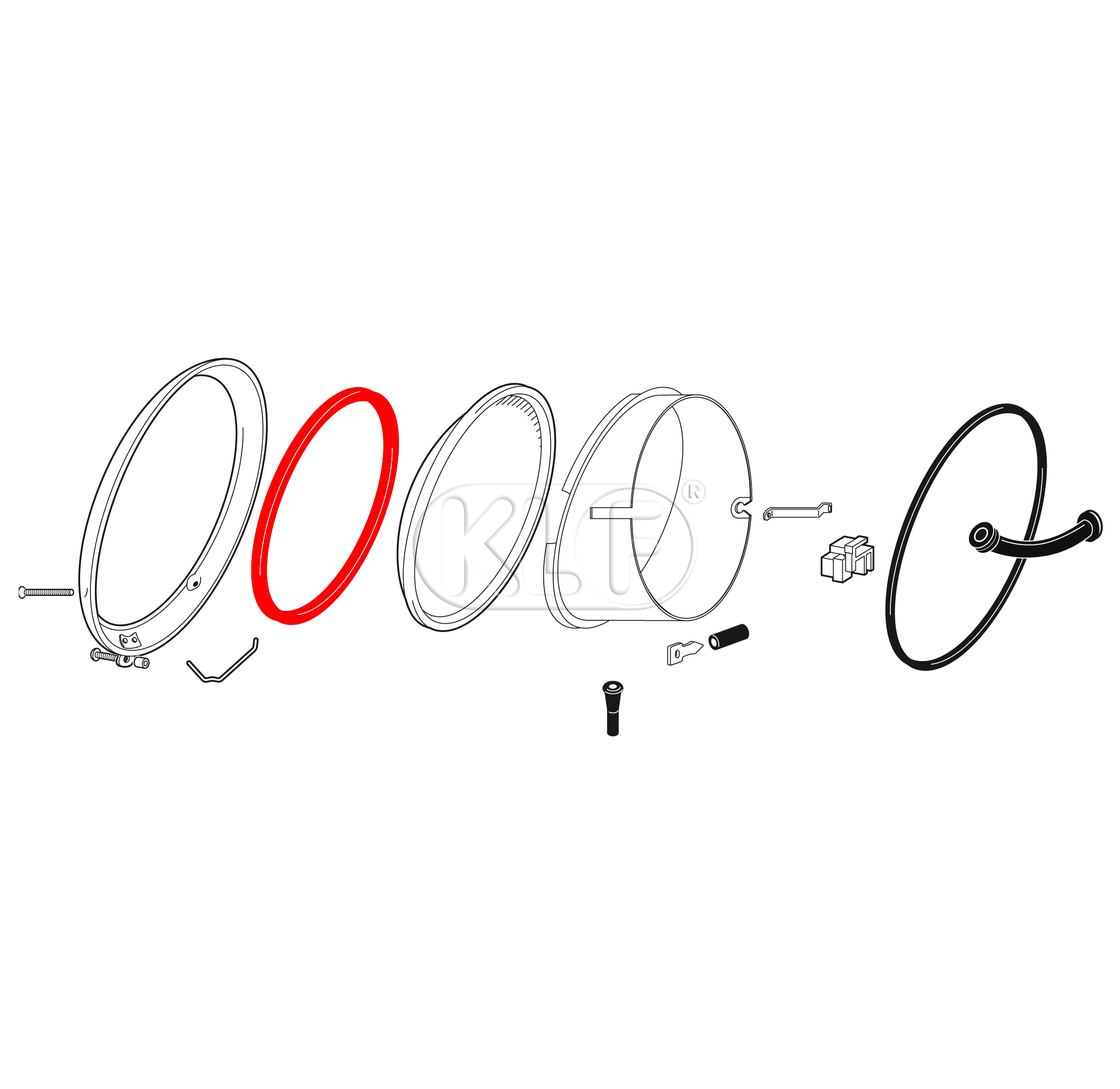 Dichtung zwischen Gehäuse und Scheinwerferglas, bis Bj. 07/67