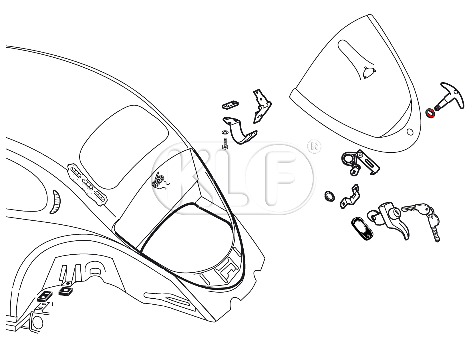 Deck Lid Handle Seal, year thru 7/64