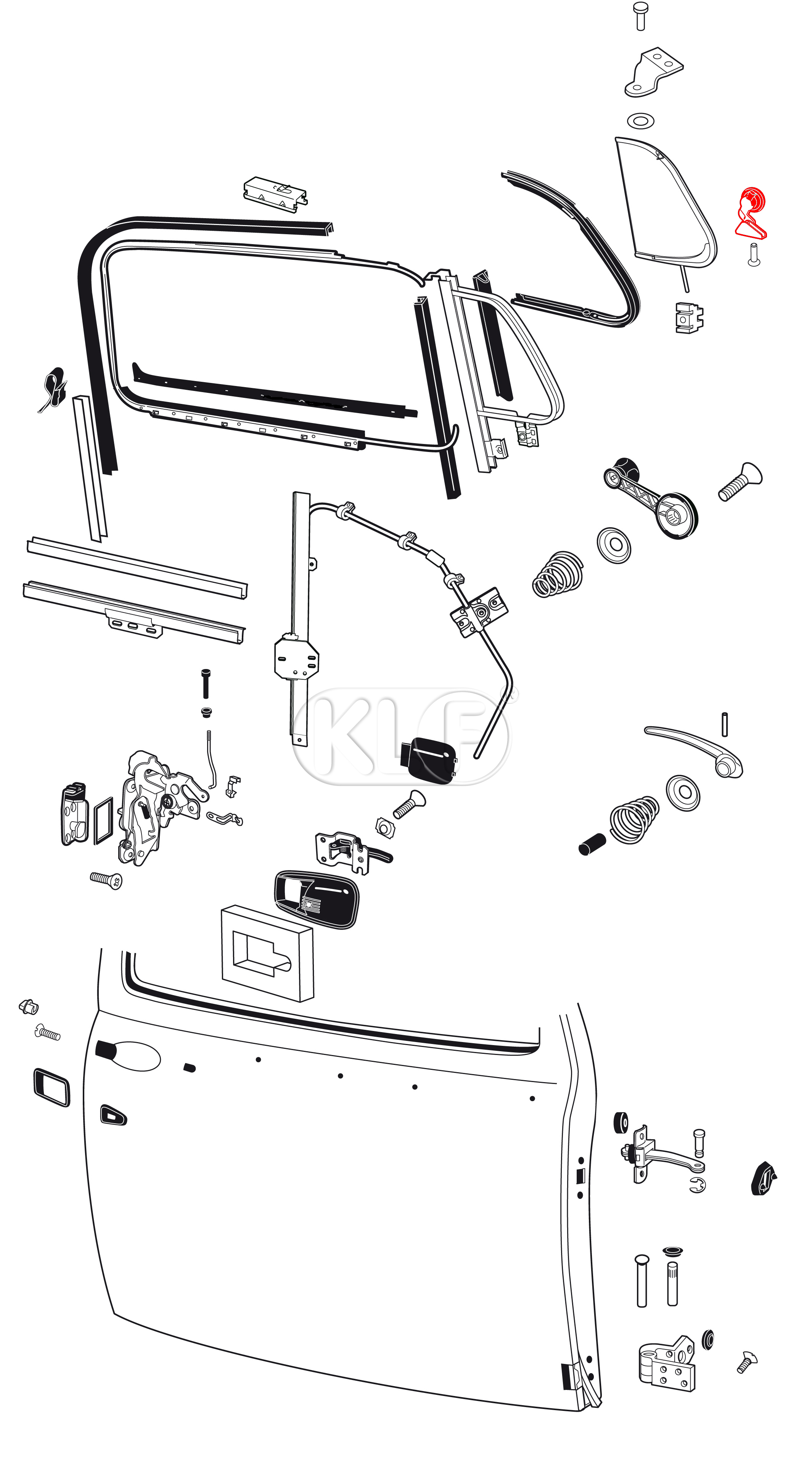 Lock Assembly for Vent Wing right, year 8/67 on