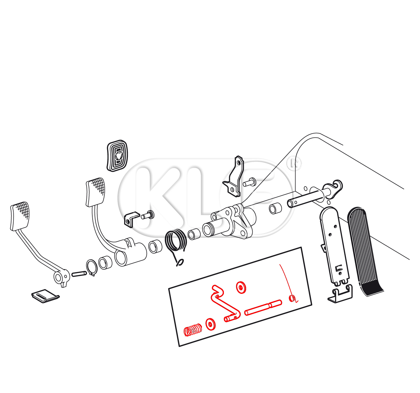 Reparatursatz für Gaspedal, Bj. 08/57 - 07/65