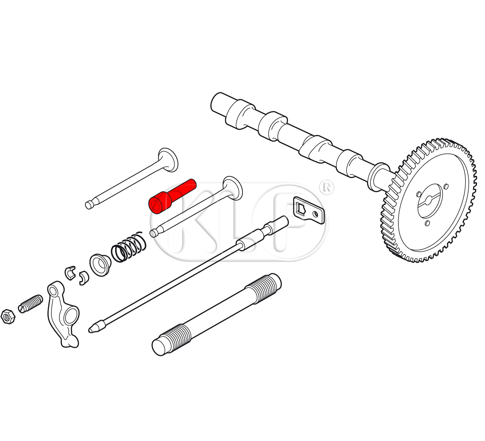 Valve Guide, 36hp, oversize, 10,1mm x 6,85 x 53mm