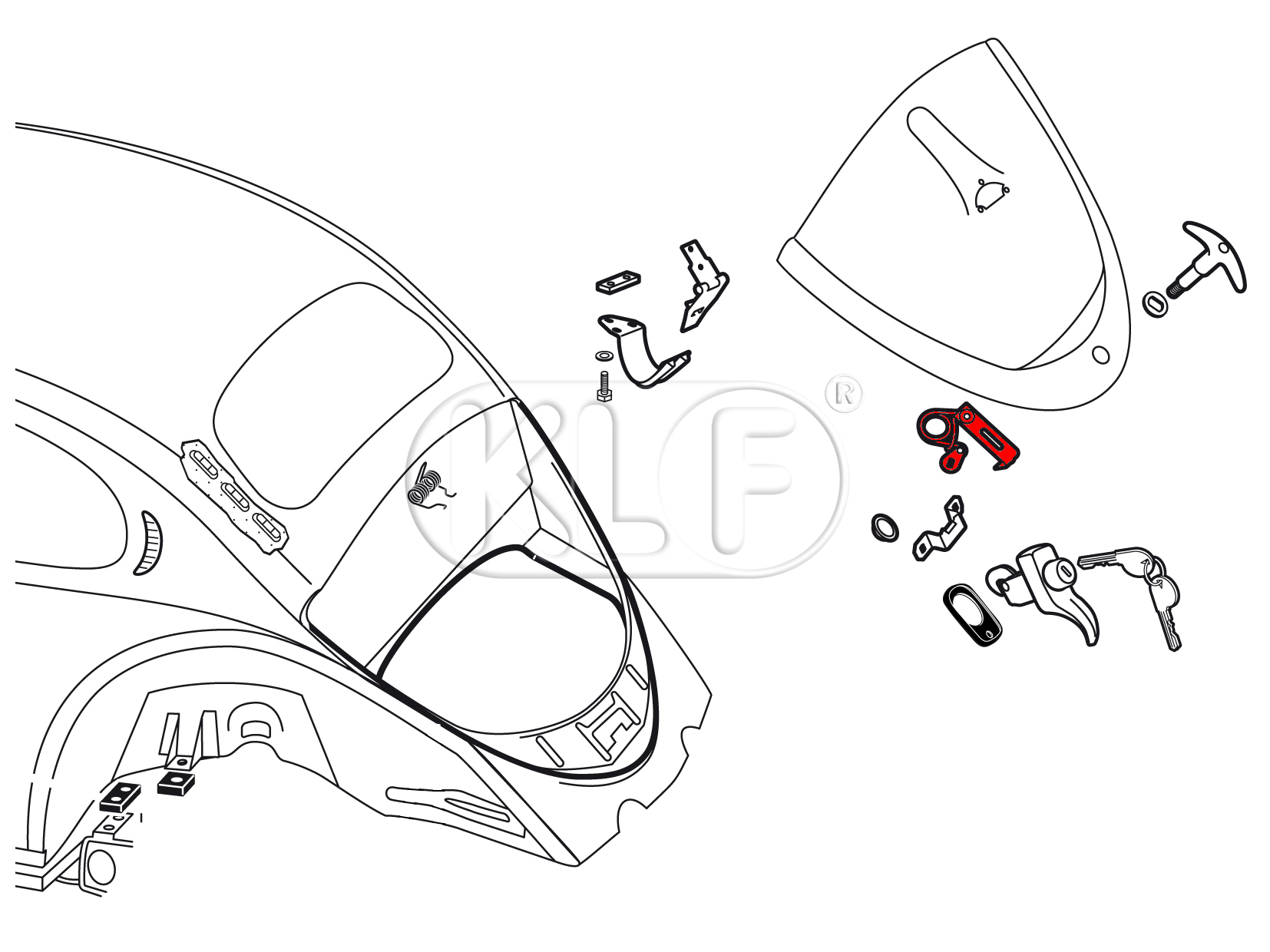 Engine Lid Lock Catch, year 10/52 - 07/64