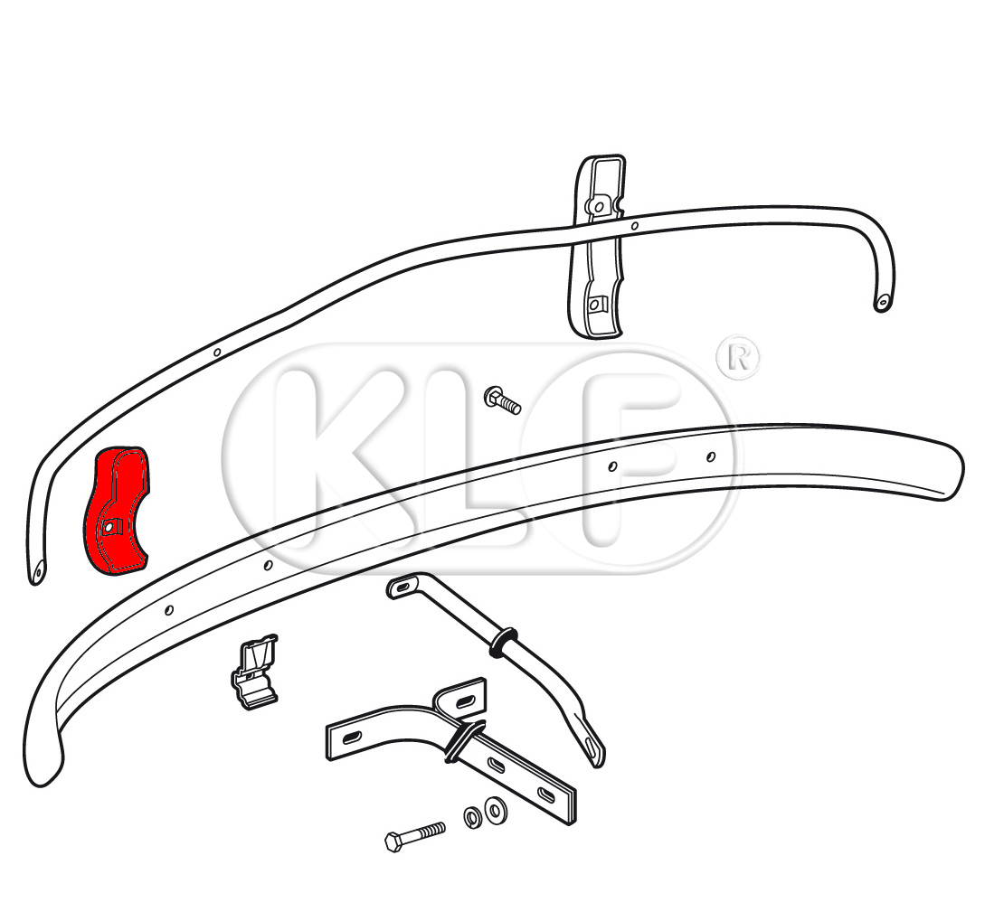 Bumper Guard, not export version, stainless steel, year 09/52 - 07/67