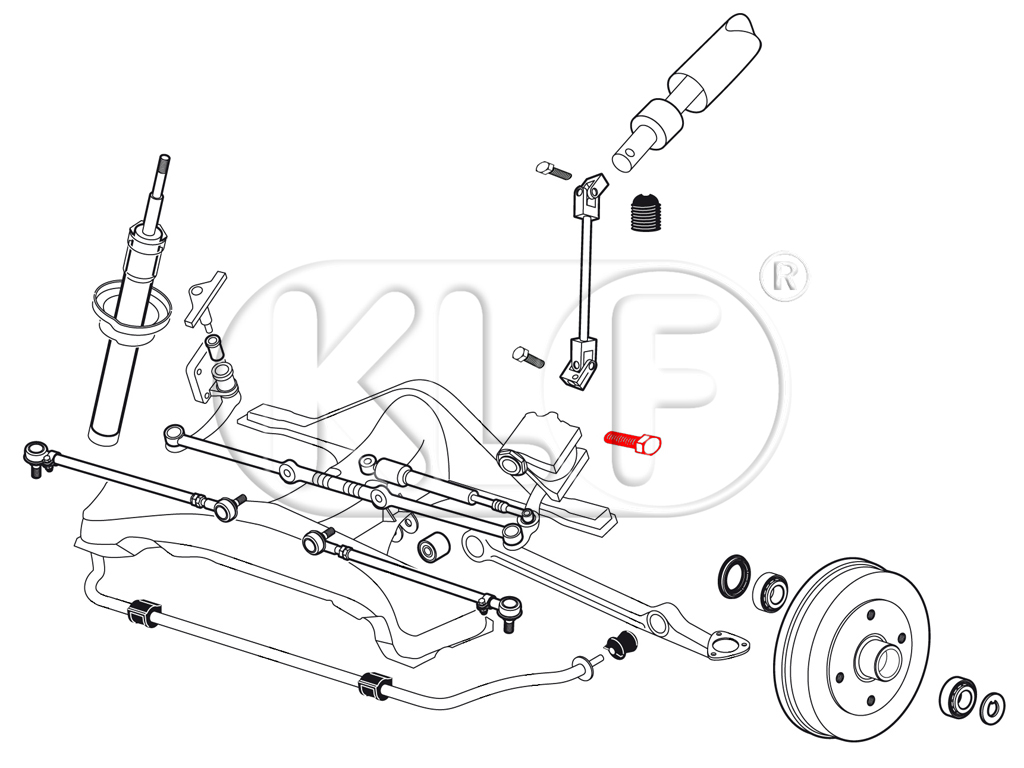 Bolt for Steering Gearbox, 1302/1303 only, year 08/70 - 07/74