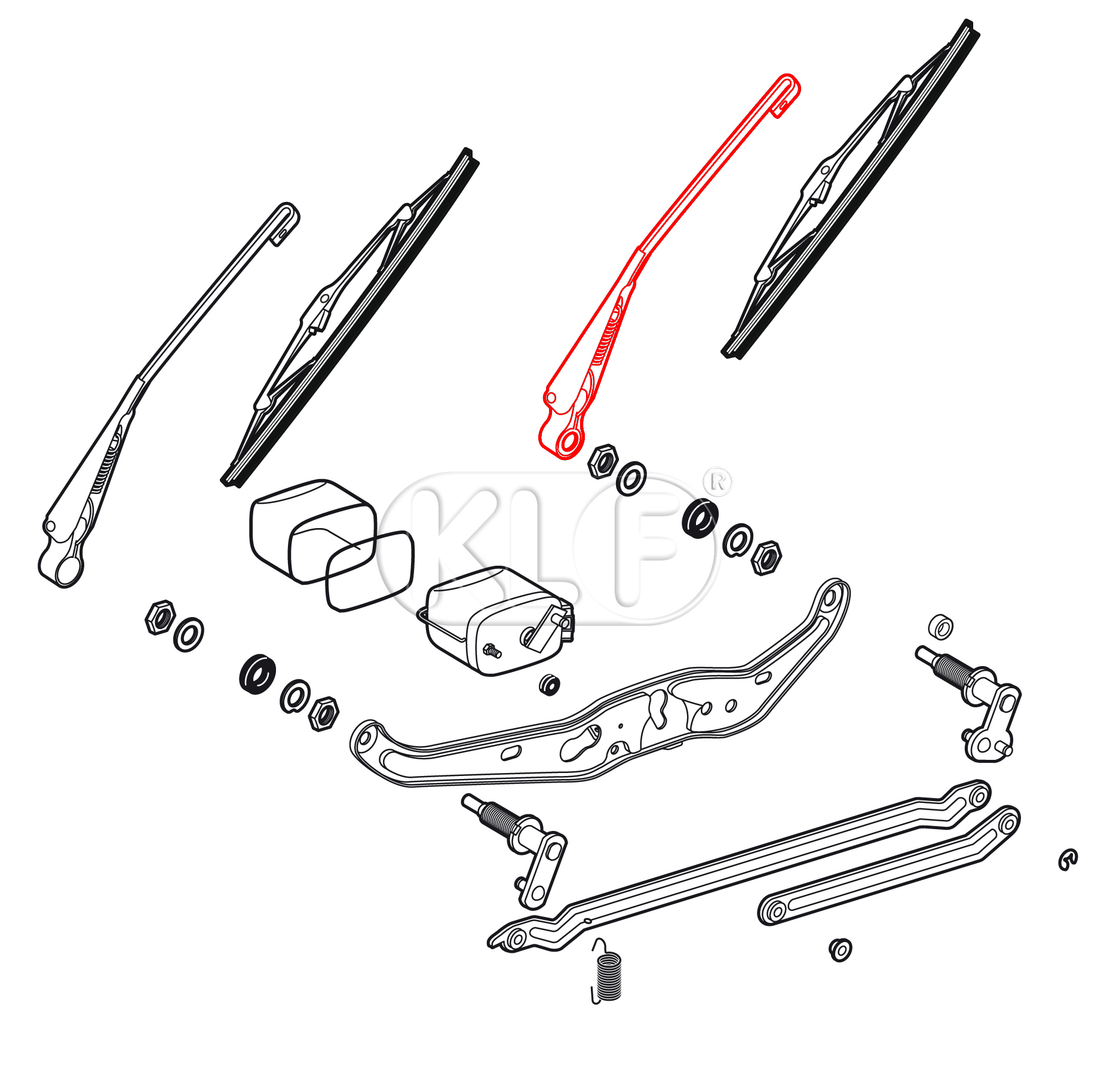 Wiper Arm, right, year 8/67-7/69