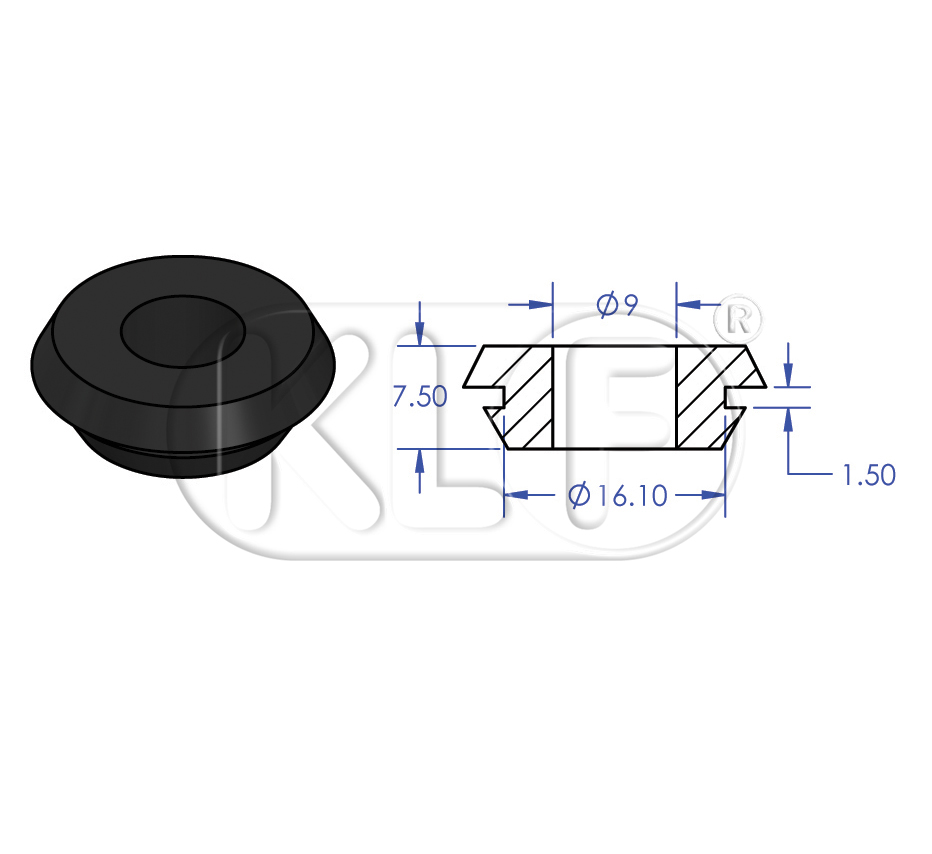 Turn Signal Switch Wiring Grommet, year thru 7/67 and Back Light Wire in Front Engine Cover Plate
 