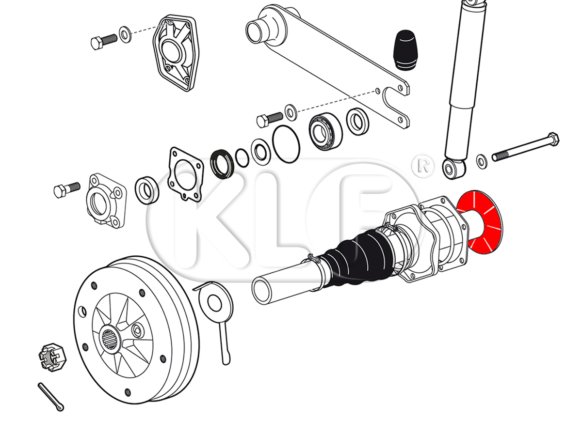 Plastic collar, swing axle tube to gear box, year 58 on (chassis # 2078055 on)