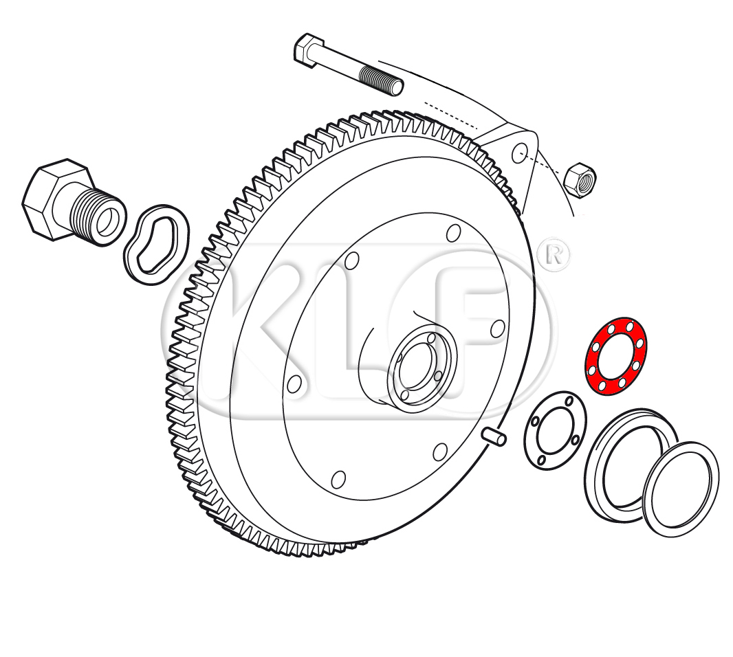 Gasket, Flywheel to Crankshaft, pair, 0,20mm thick, 22 kW (30 PS)