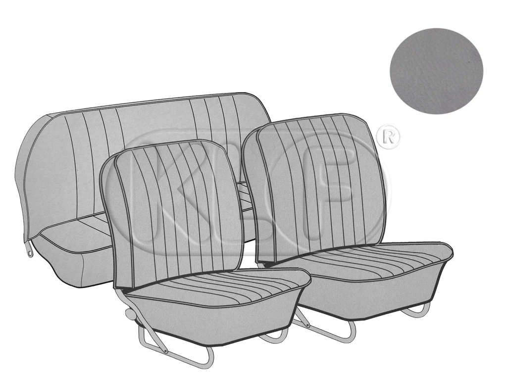 Sitzbezüge vorne und hinten, Cabrio, grau, Classic-Style, Bj. 08/55 - 07/64
