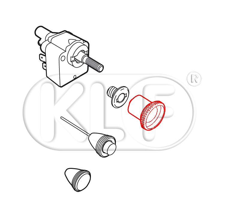 Knob for Headlight and Wiper Switch, padded dash, year 08/67 on, not 1303 and 1600i