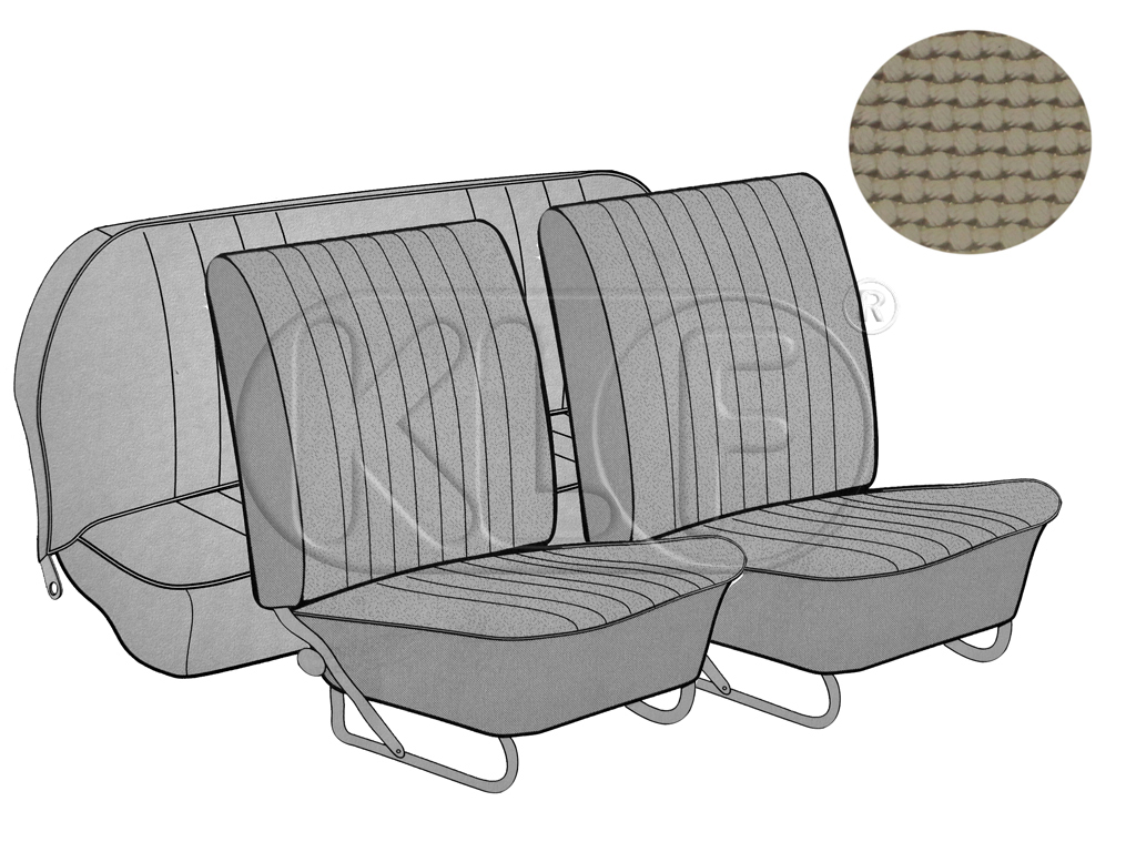 Sitzbezüge vorne und hinten, Cabrio, Korbmuster, beige, Bj. 08/64 - 11/66