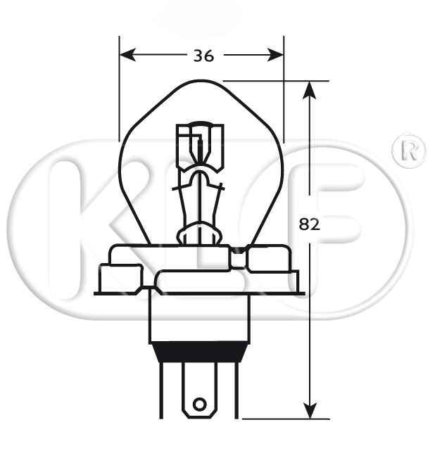 Glühbirne, Abblendlicht/Fernlicht, 6 Volt 40/45 W