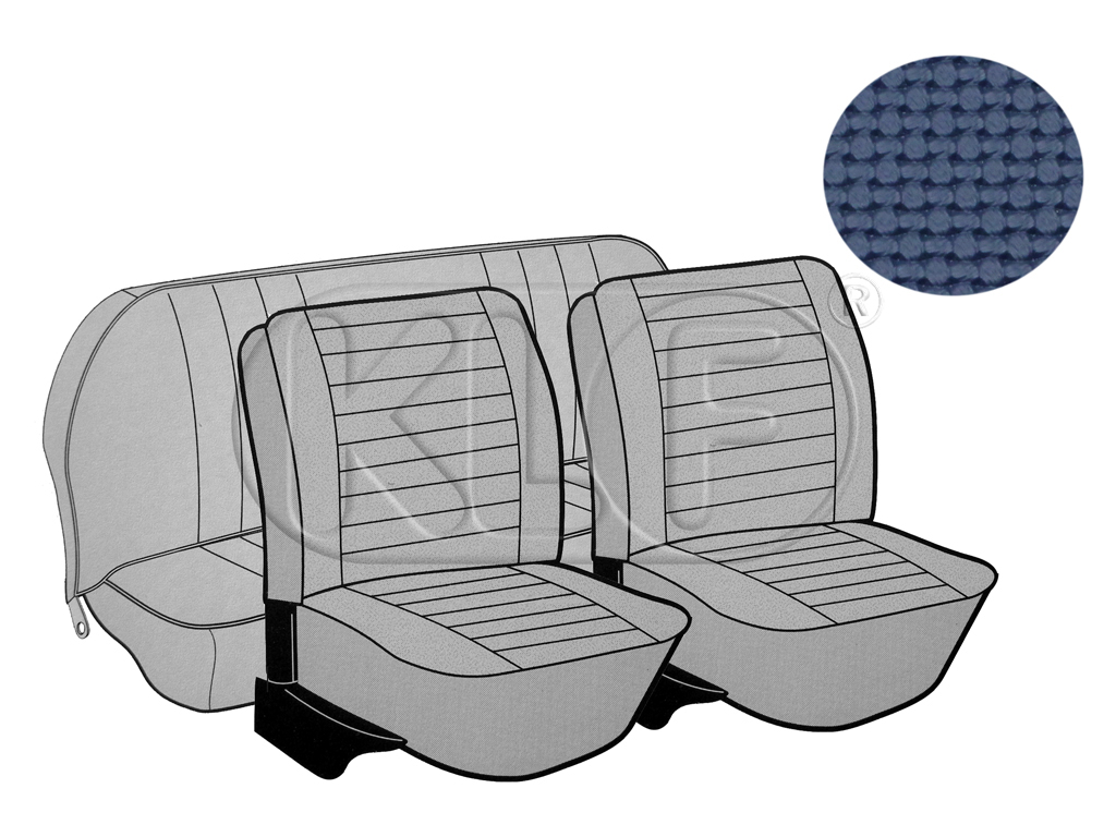 Seat Covers, front+rear, Basket,  sedan, blue, year  08/73 - 07/75