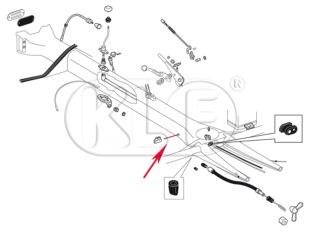 Heater Cable, under rear seats, year 08/72 on