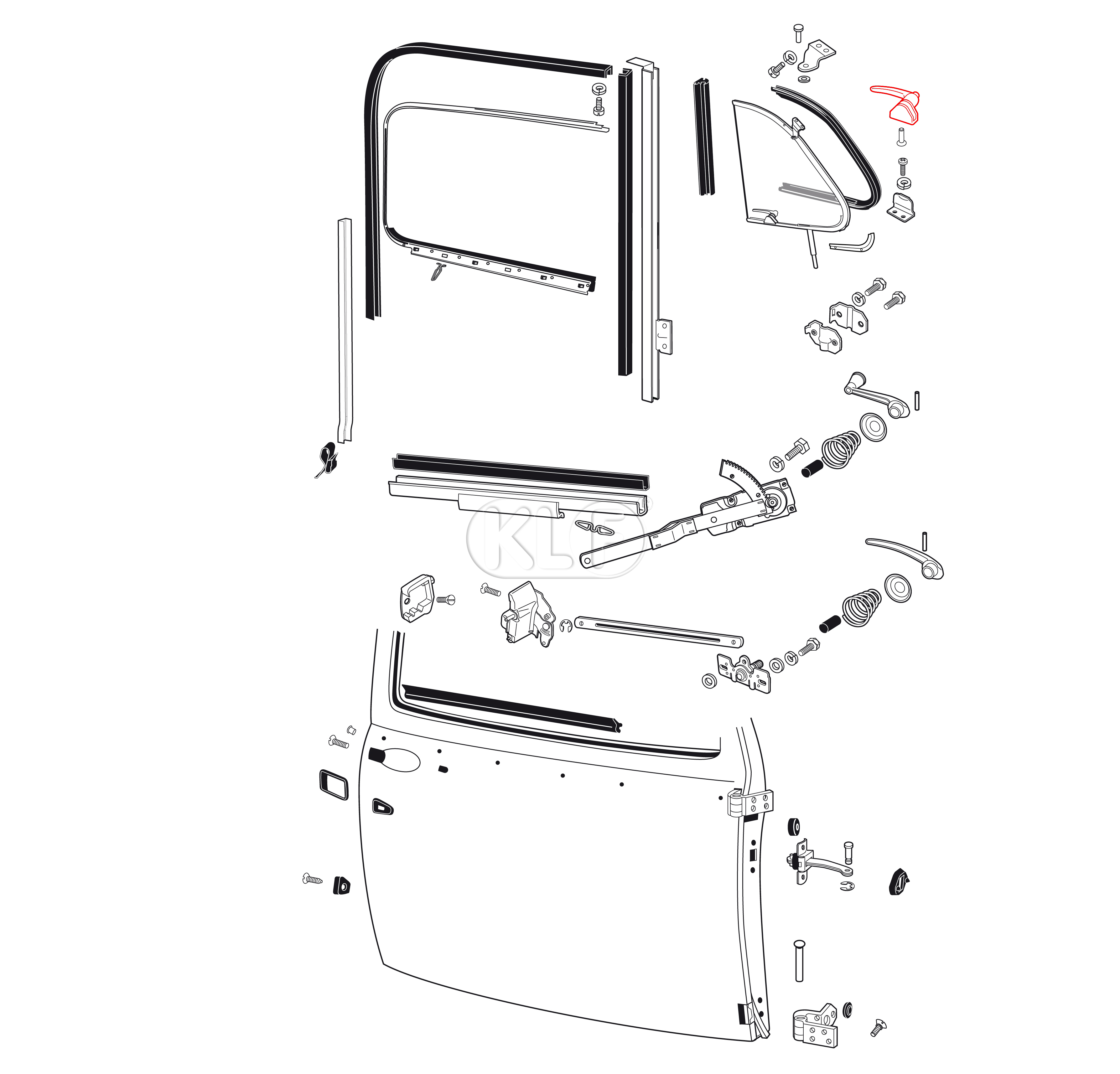 Lock Assembly for Vent Wing, right, year 10/52 - 07/55