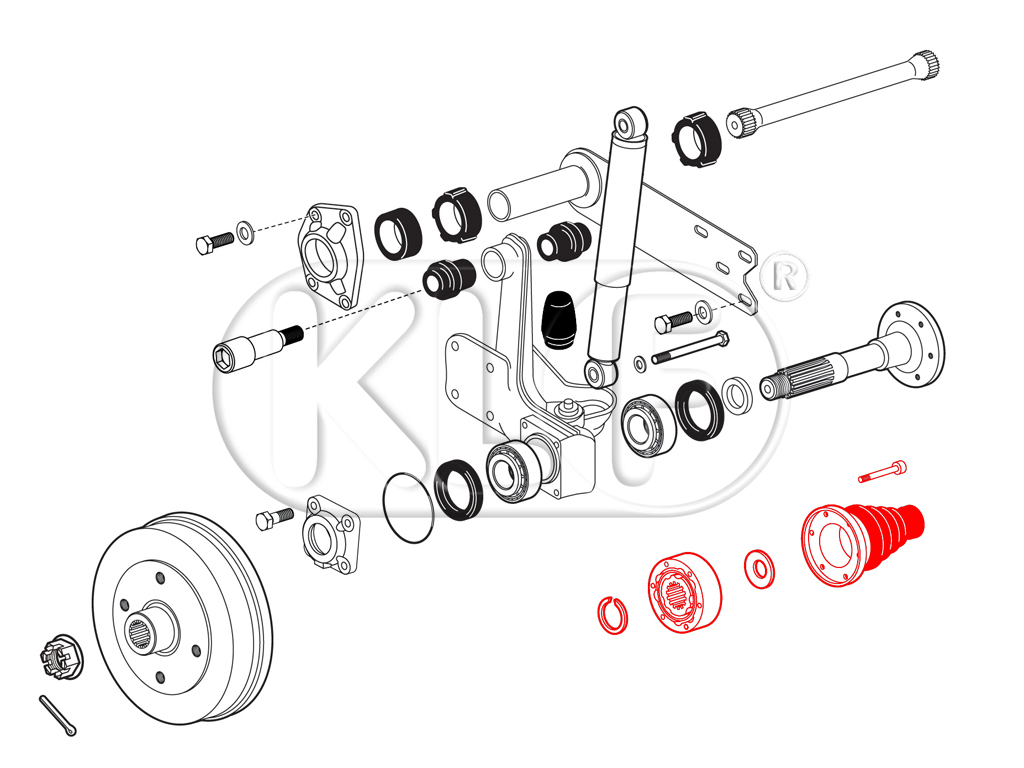 Constant Velocity Joint, IRS axle, complete with axle boot and mounting kit