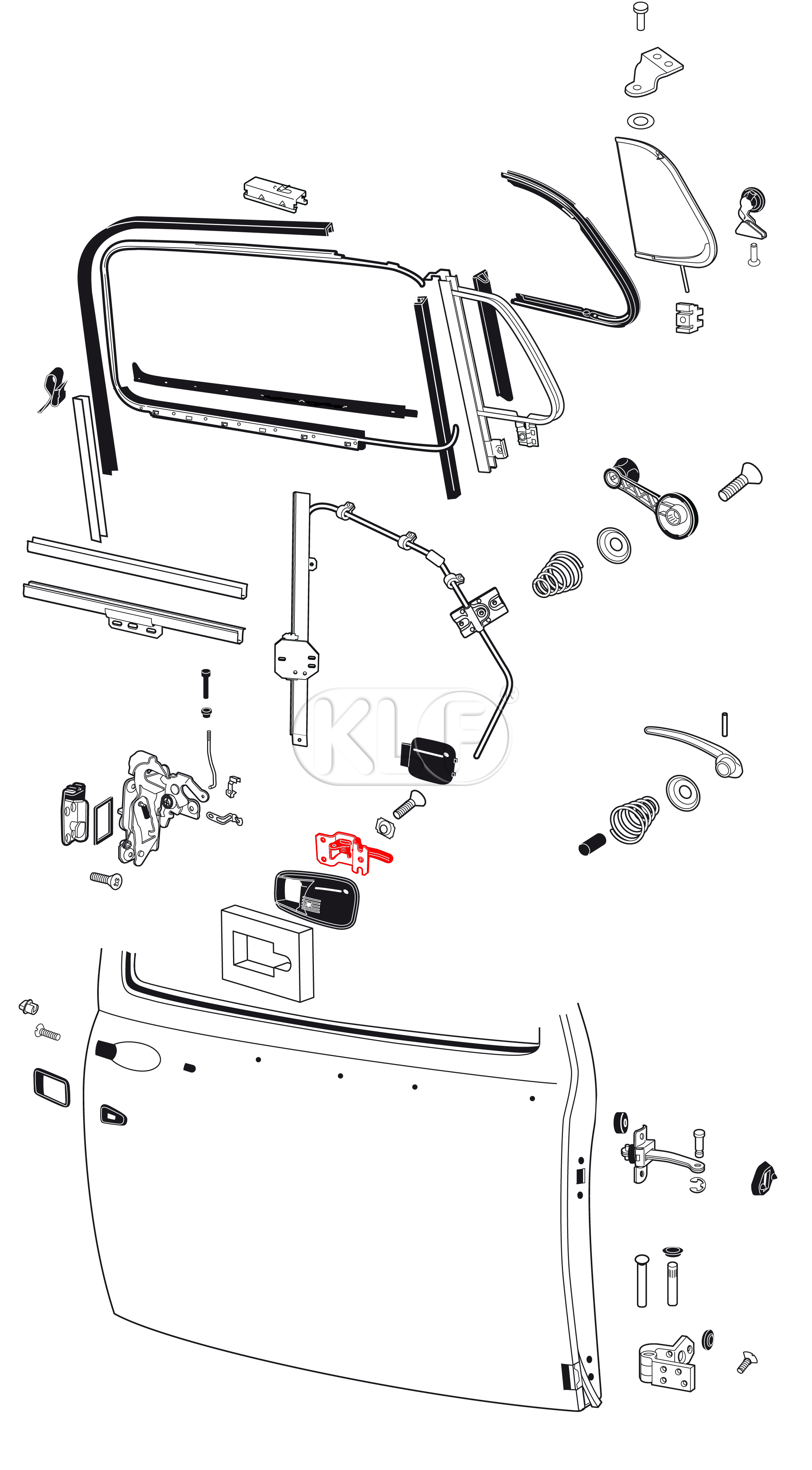 Door Release Handle, black, right, year 08/66 on