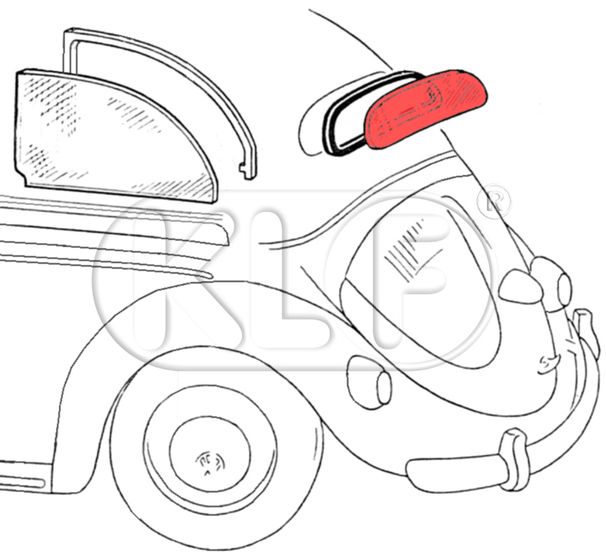 Heckscheibe klar, heizbar, Cabrio, Bj. 08/64 - 07/74