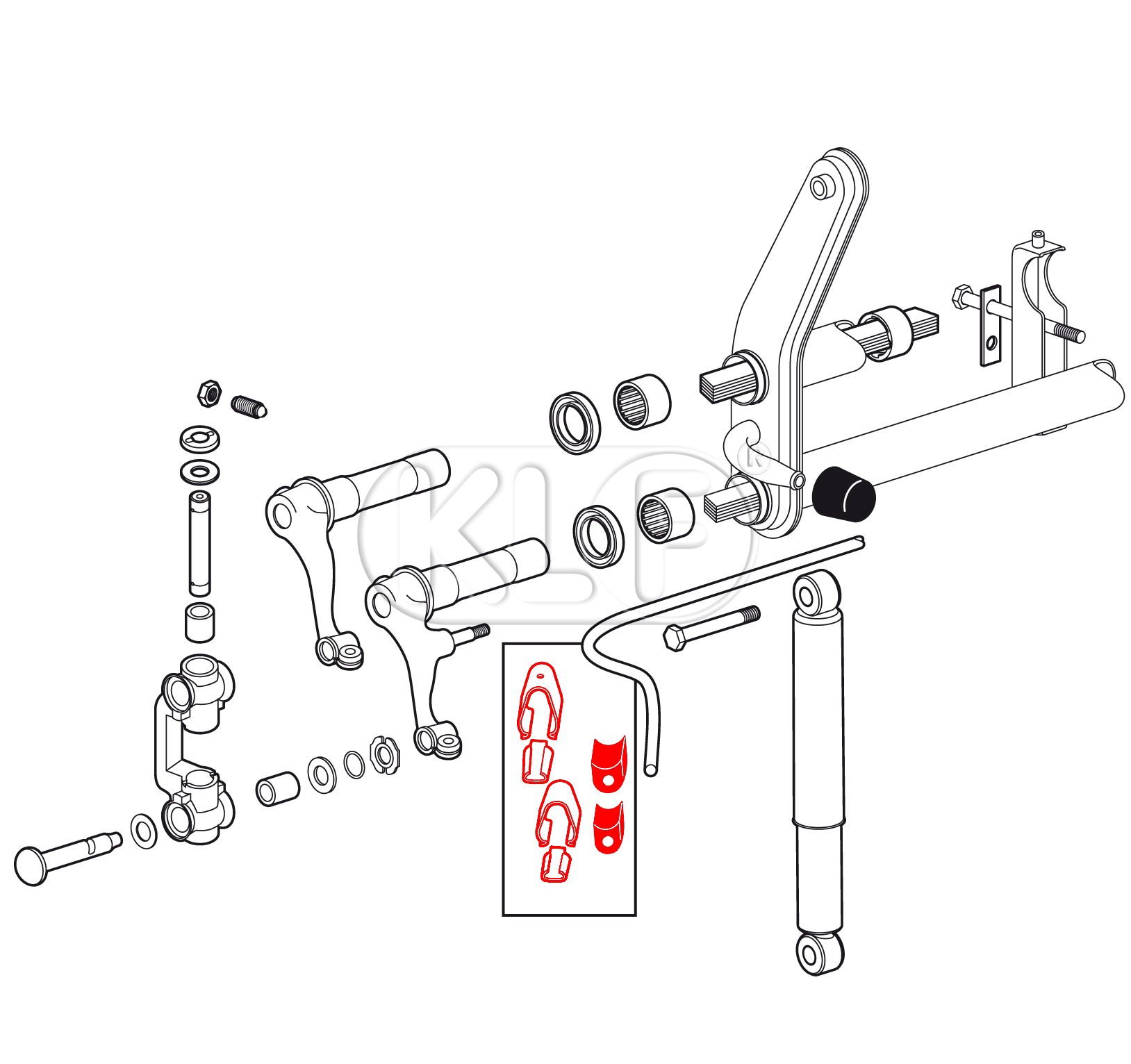 Sway Bar Mount Kit, one side, year thru 7/65