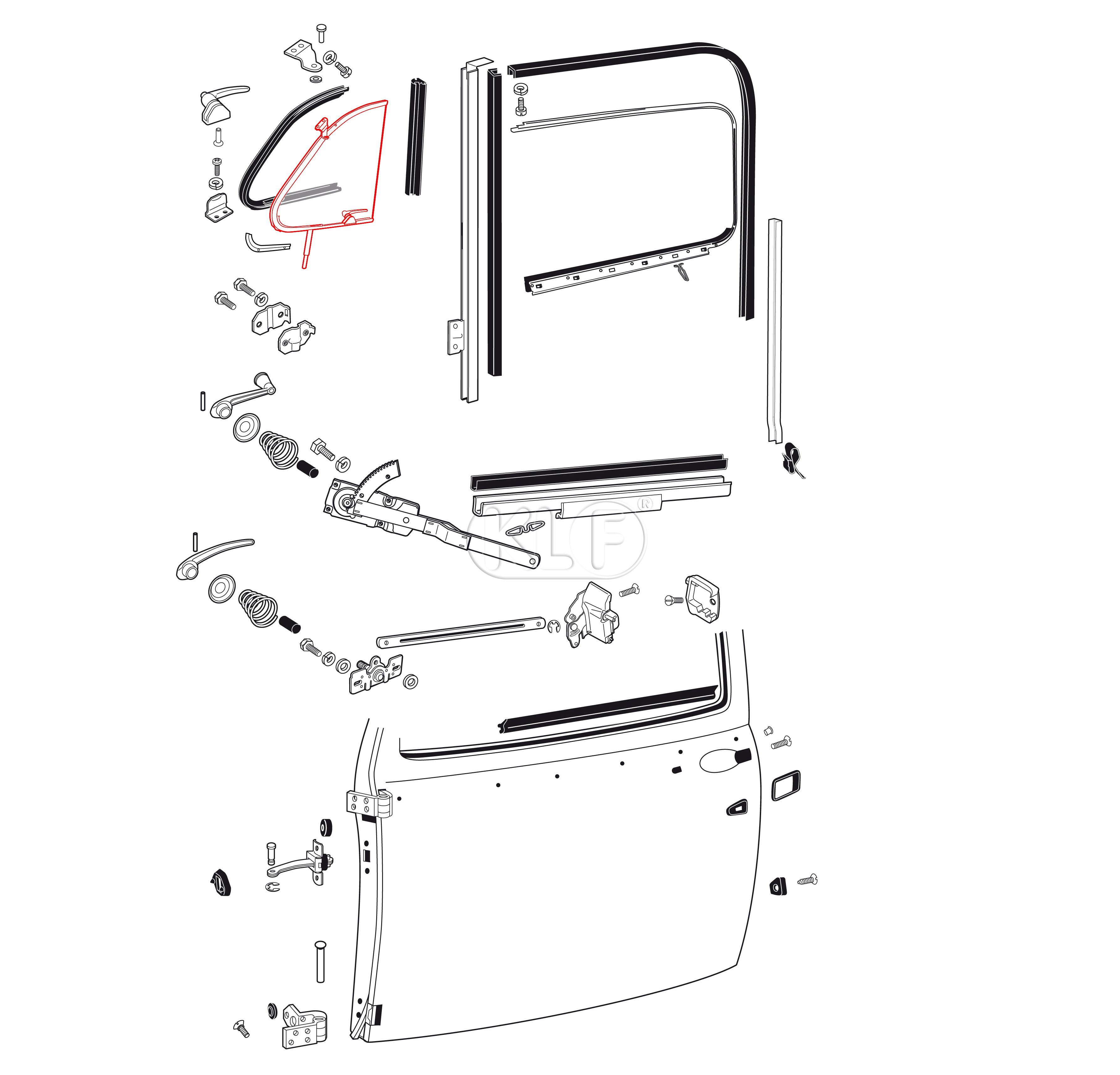 Ventilation Window complete with frame, left, year 08/55 - 07/64