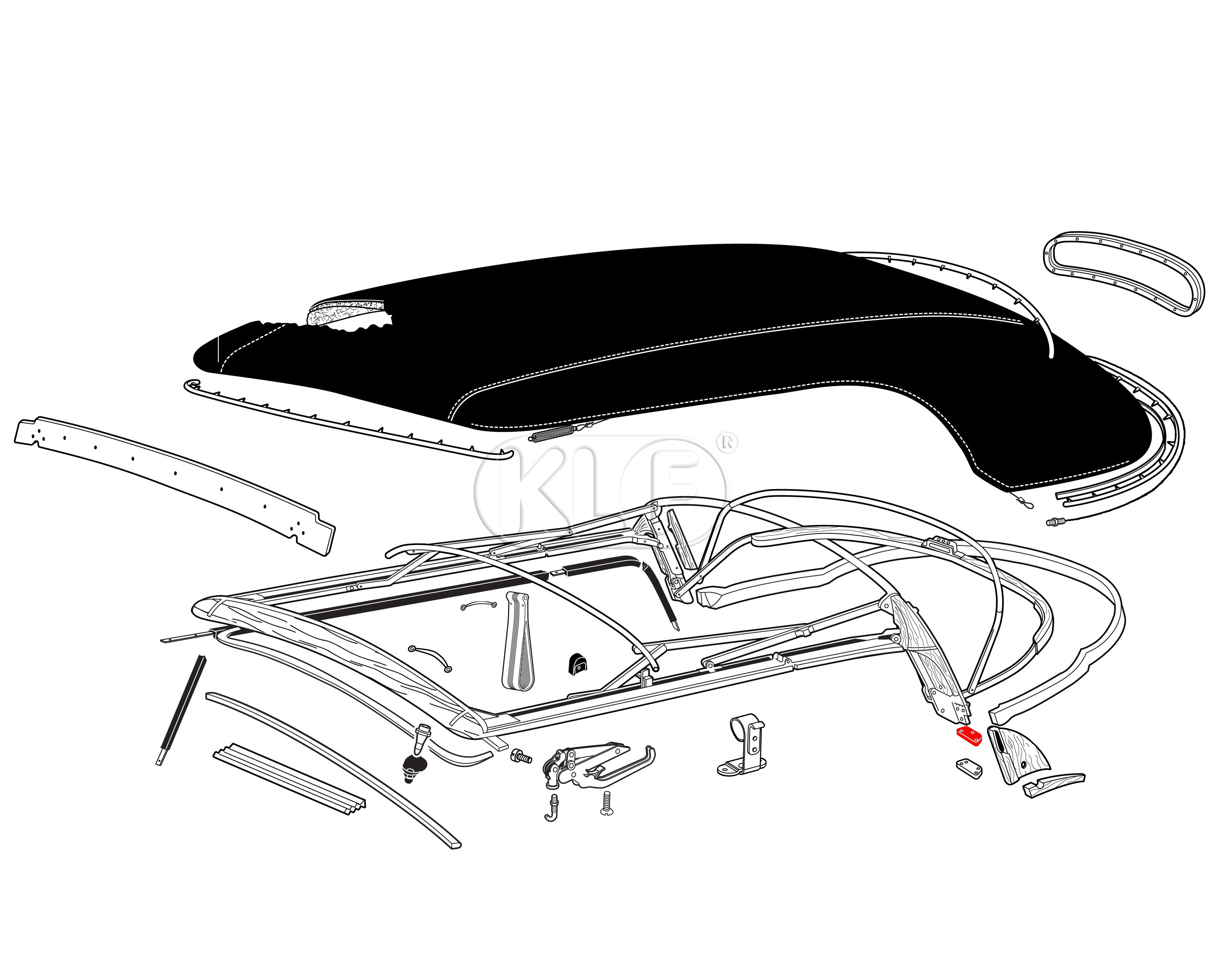 Seal for Rear Bow Base, pair, year thru 7/64