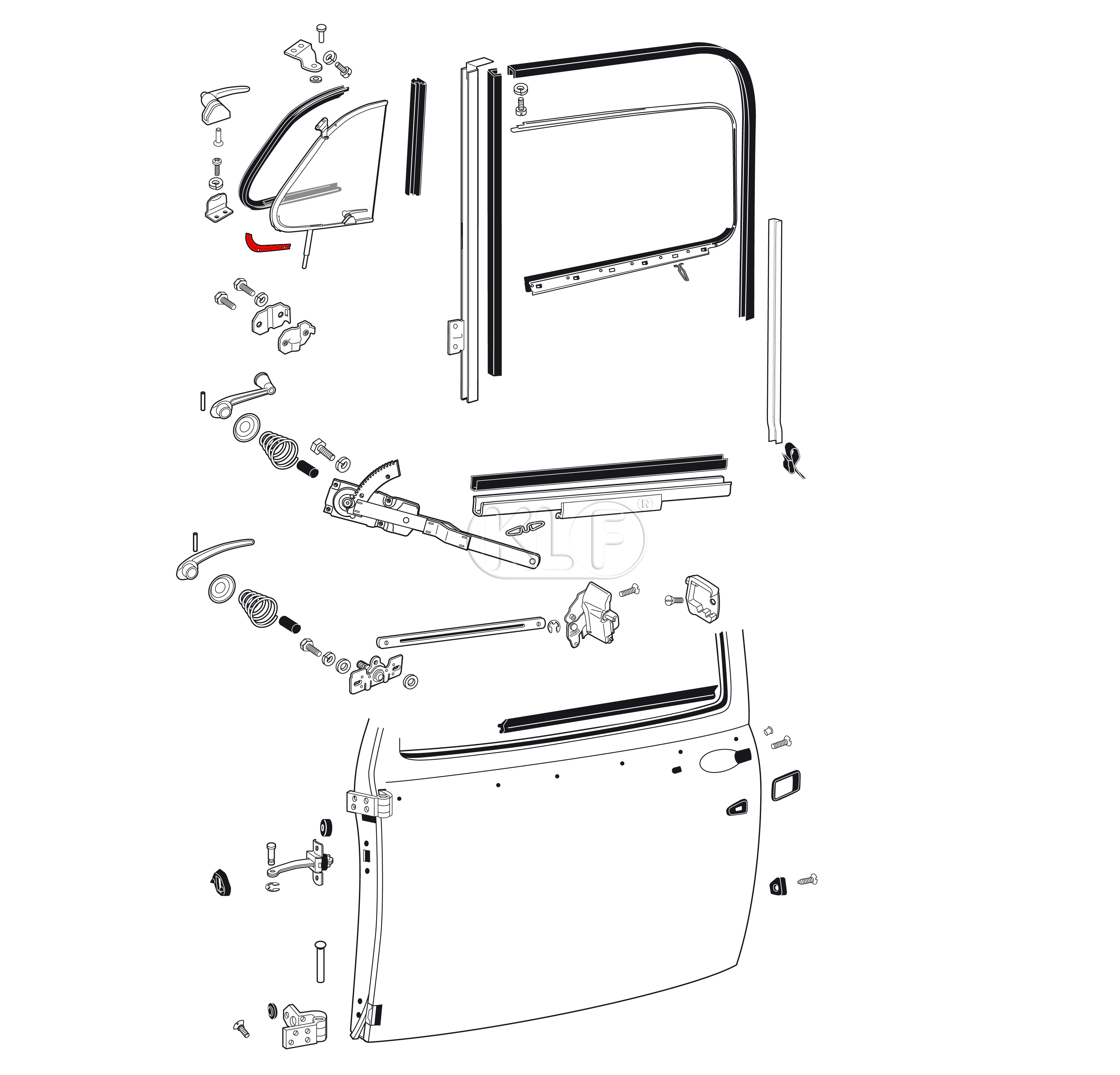 Vent Window Gutter, front left, year 10/52-7/64