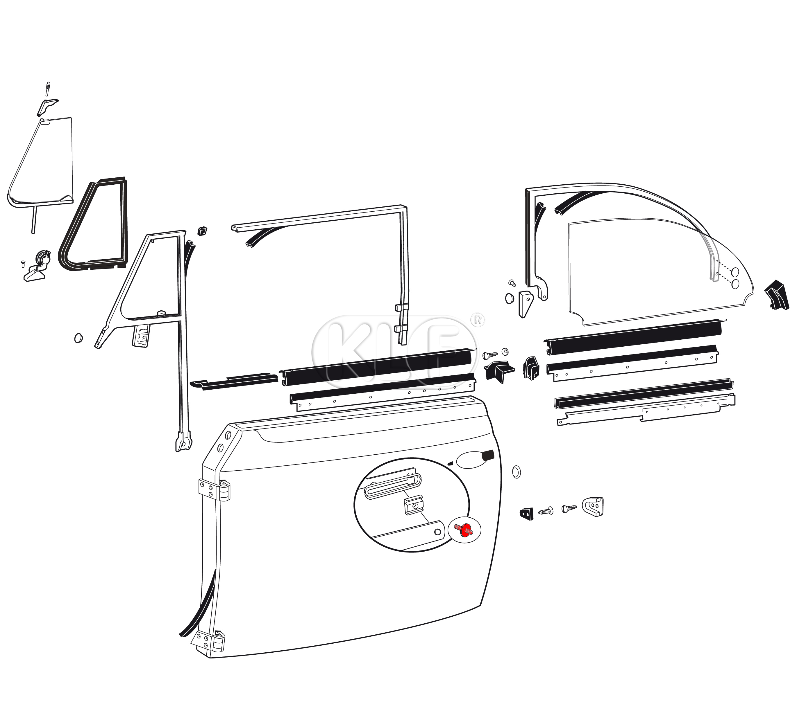 Adjusting Screw for Convertible Window Frame, year 8/64 on